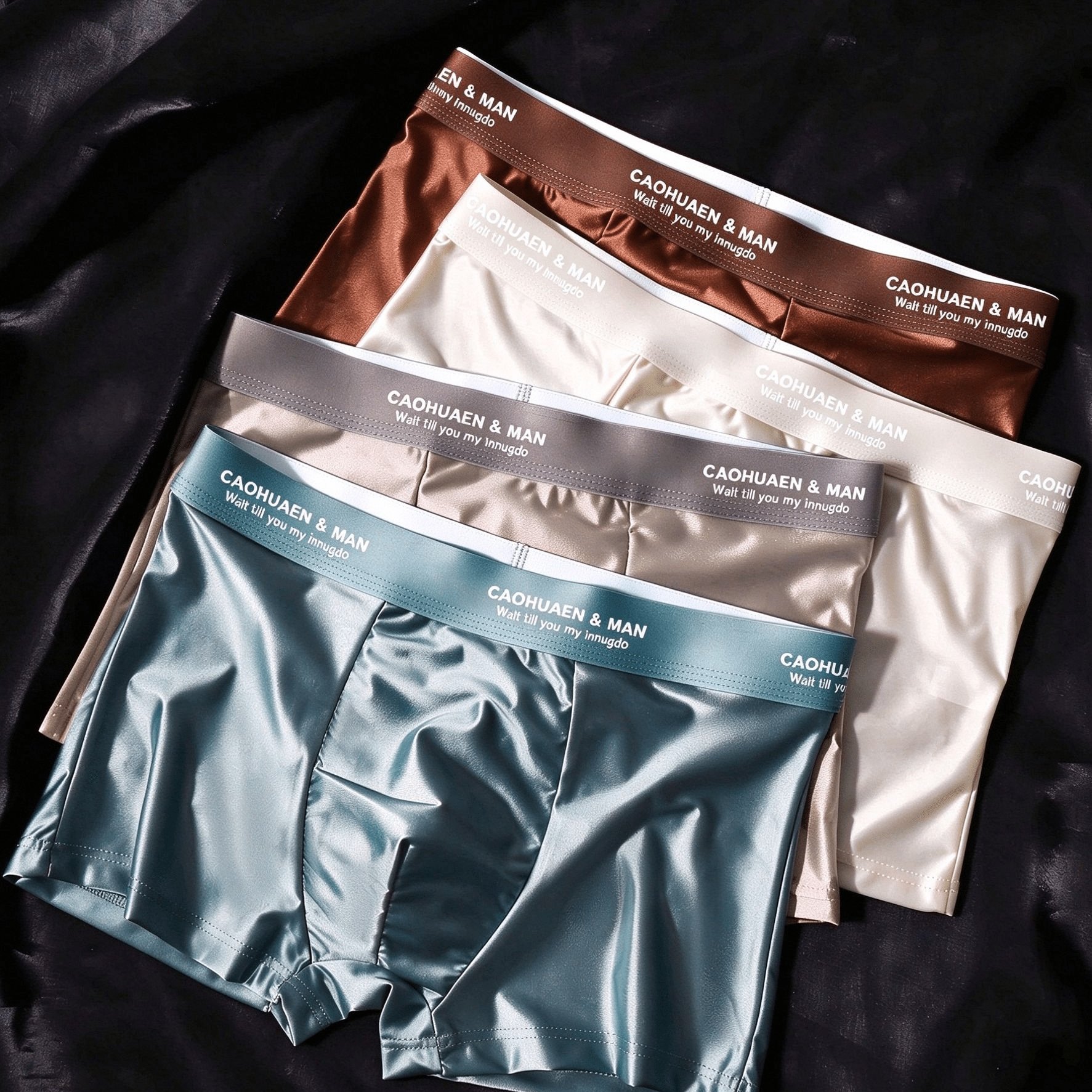 TEMU 4pcs Men' Color Casual High-end Low-rise Boxer Briefs, Thin, Breathable, And Quick-drying