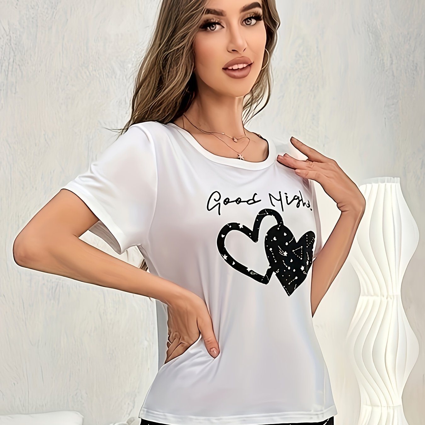 Heart And Slogan Printed T-shirt Top