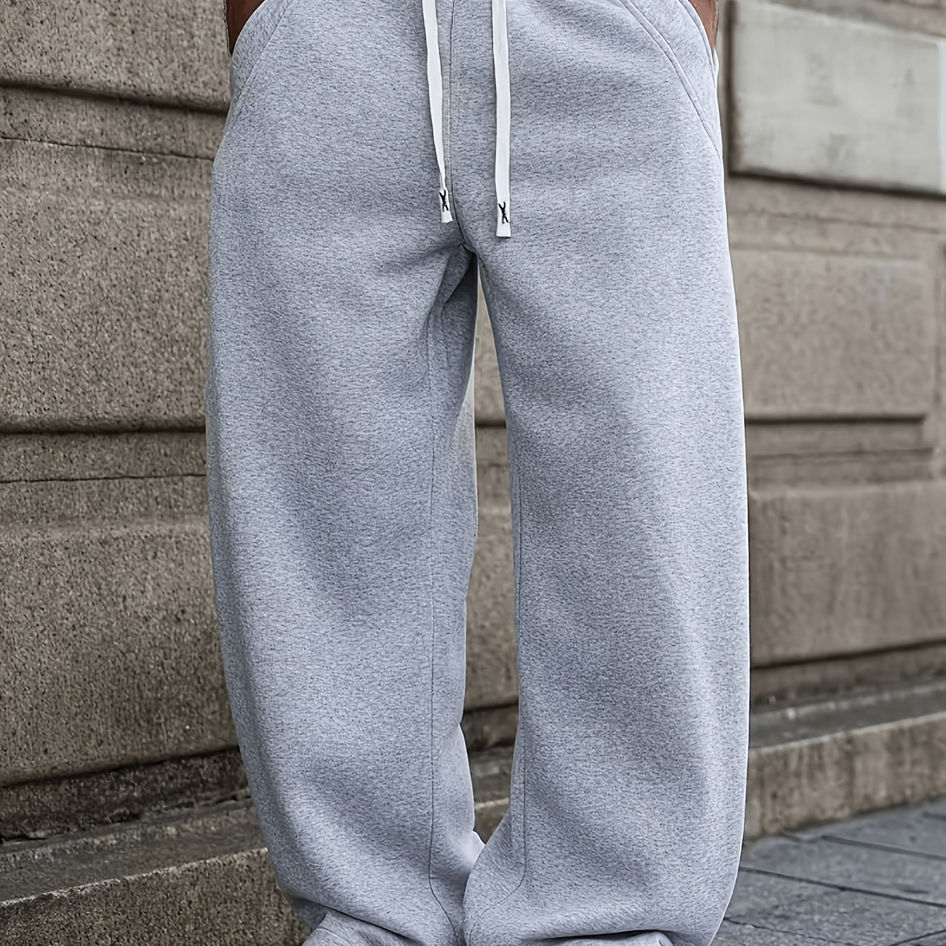TEMU Pantalon de sport décontracté long pour homme - Une paire de pantalon de sport à jambes larges de couleur unie pour homme, vêtement de sport