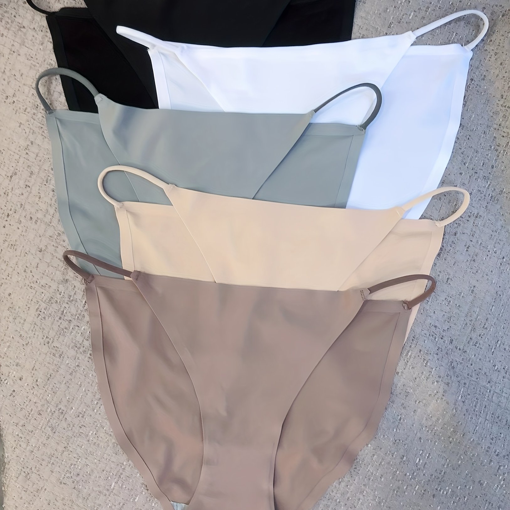 E-shop 5-teilig Dünne Träger Minimalistisch Bequem Einfarbig Mädchenhaft Stil Reine Gusset Nahtlos Niedrig geschnittene Damenunterwäsche