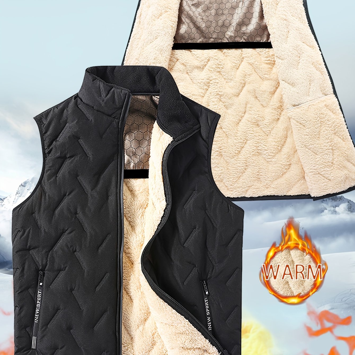 TEMU Men' Versatile Vest, Technology Graphene Technology, Fleece-lined For , Perfect Gift For