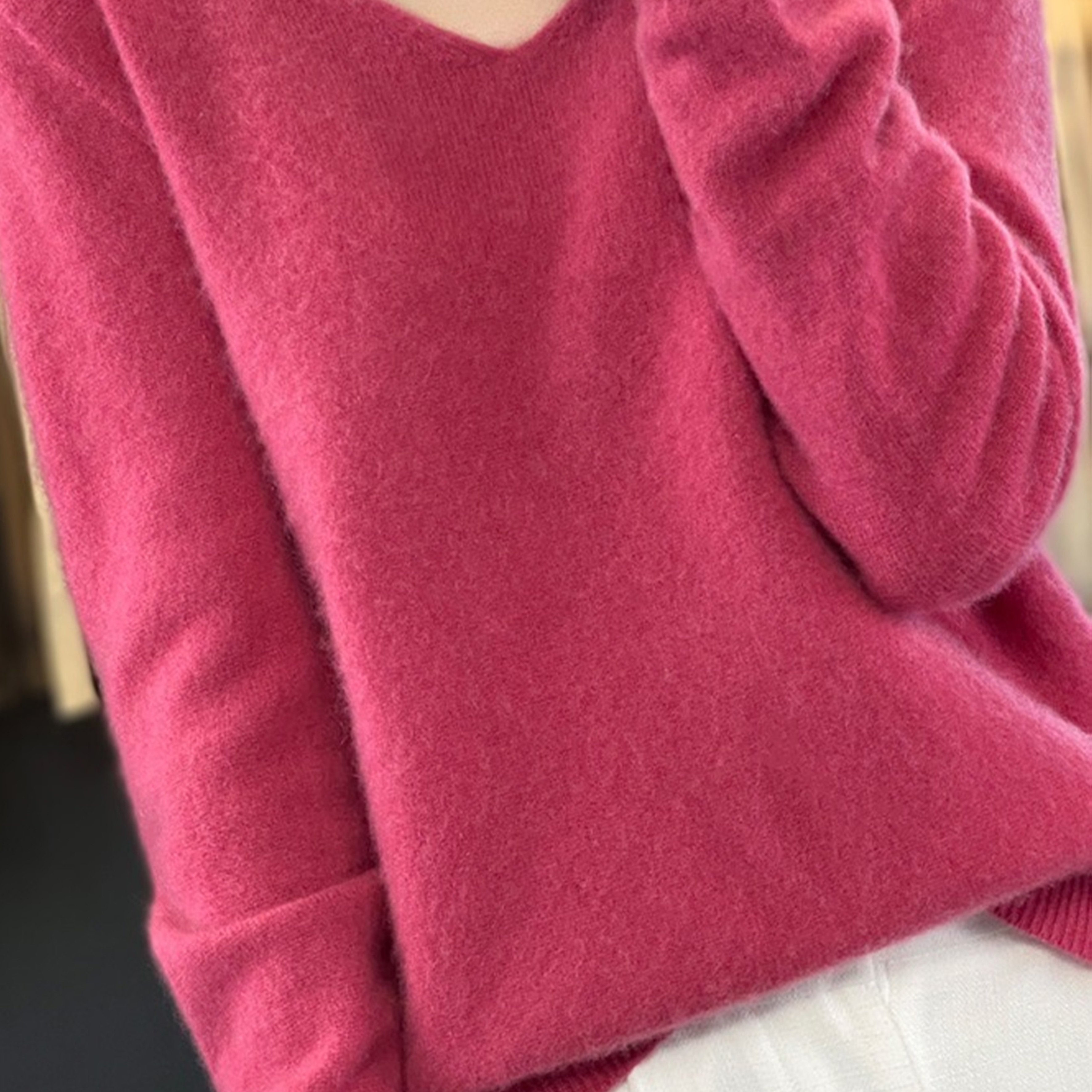 TEMU Pull col V en mélange de laine pour femmes, idéal pour l'hiver, et . Pull col V couture en une seule pièce - Disponible en plusieurs couleurs -