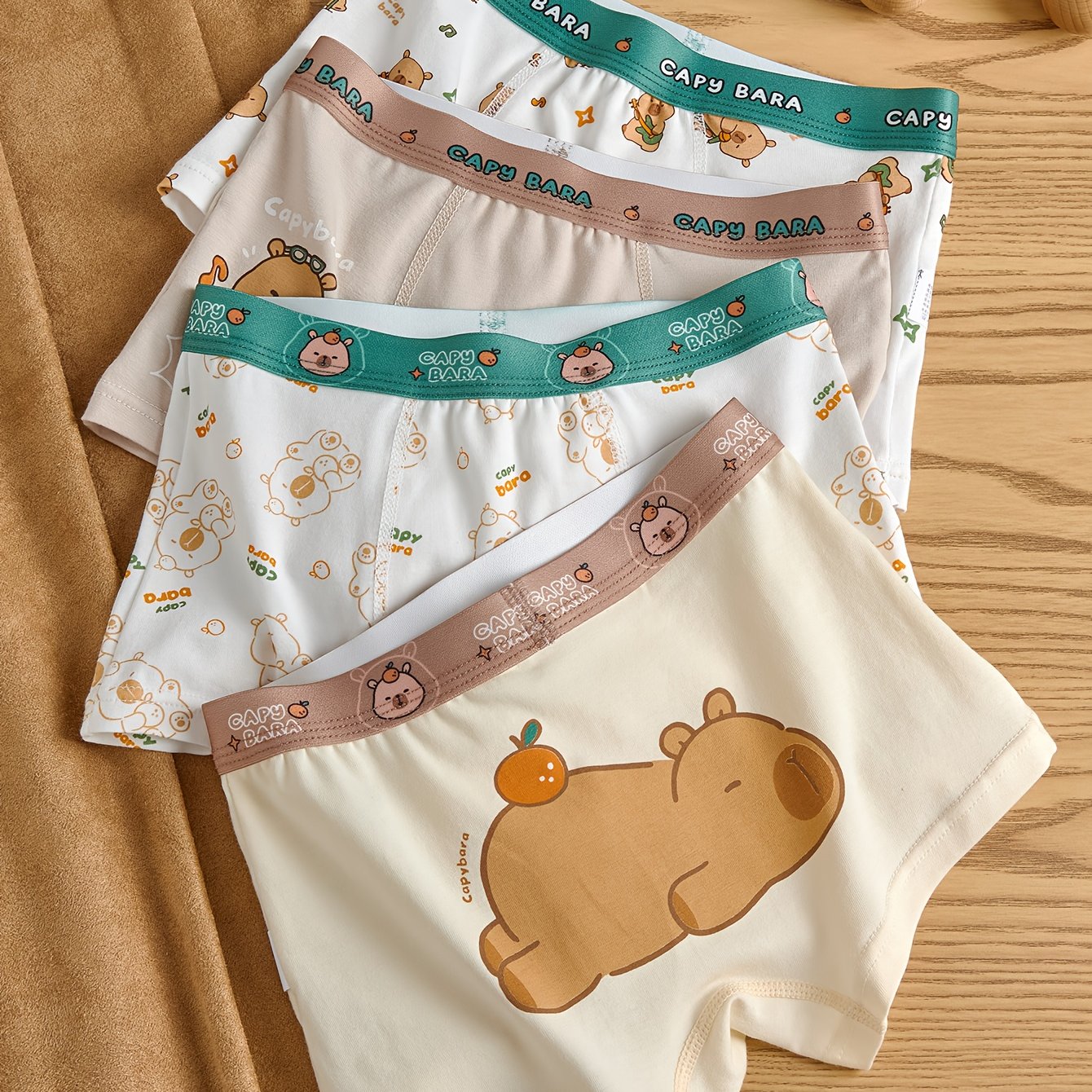 Image of [4-pc] Boys' Briefs 4-pc 96% Mid-big Kids' Square Shorts Cartoon Animal Print Underwear Non-clamping Sweat-absorbent Skin-friendly Kindergarten Home Sports [htl], Sweat-resistant