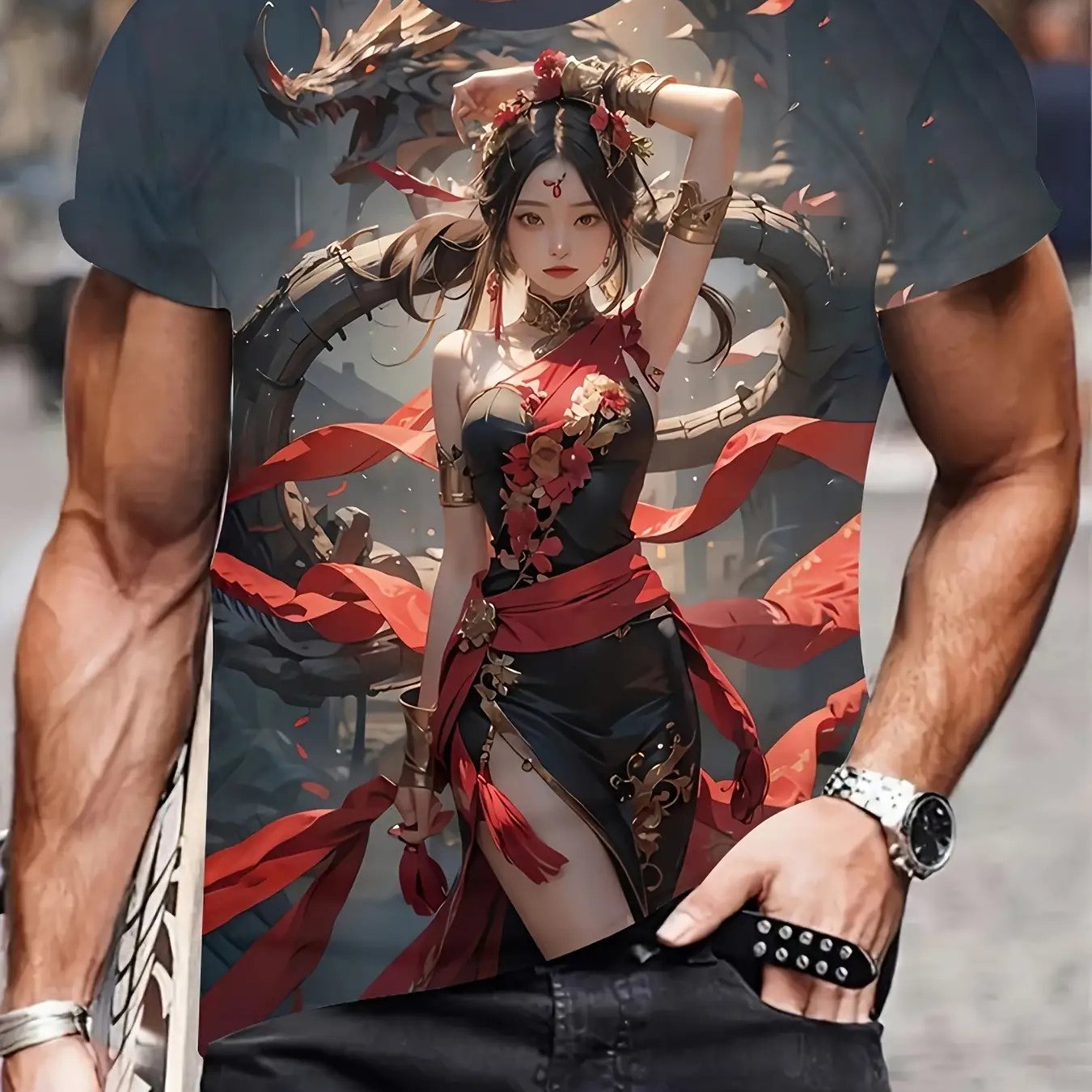 TEMU Men's Casual Short Sleeve T-shirt, 3d Printing, Machine Washable, Summer Casual Wear, Round Neck Top, Suitable For Summer Outdoor Activities,