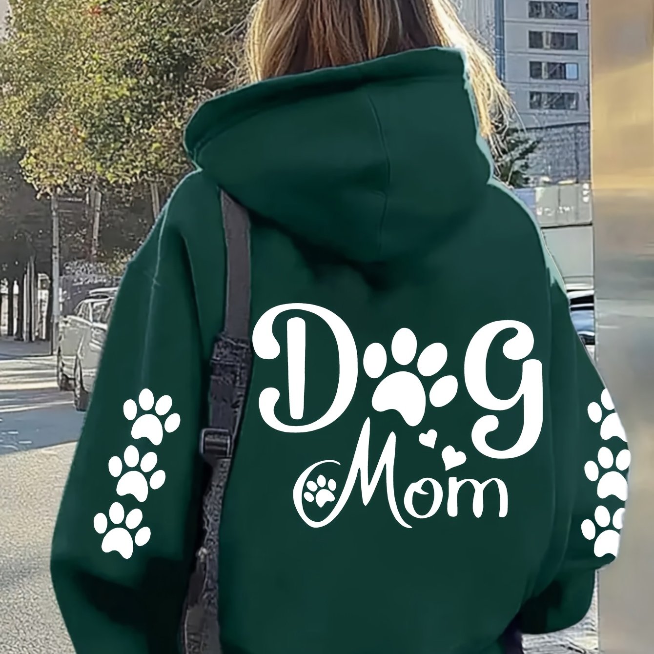 TEMU Plus Size Women's Comfortable And Casual Hoodies, Dog , Long-sleeve Round Neck Lightweight Elastic Hoodies, Machine Washable - 100%, Sports