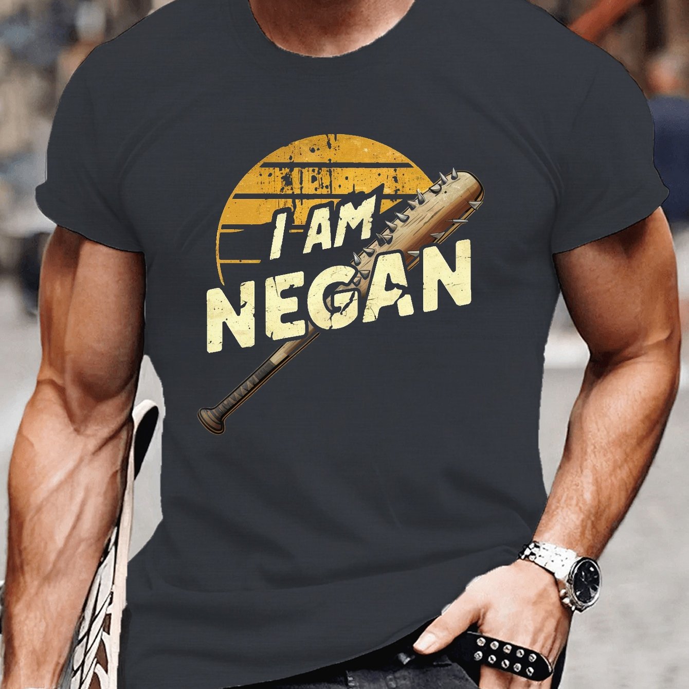 TEMU Men's Casual Short-sleeve T-shirt Featuring A Baseball , Perfect For Summer Wear.