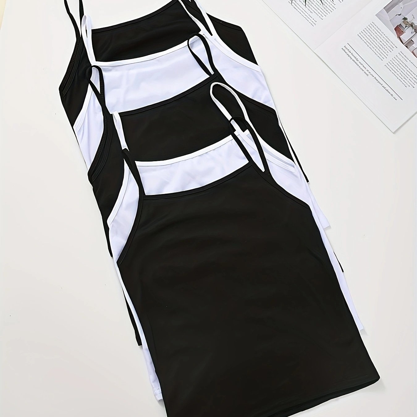 TEMU 5pcs Women' And Fashionable Tank Tops, Black And Scheme, Elegant Tank Tops, Suitable For Styles, Versatile And High-end