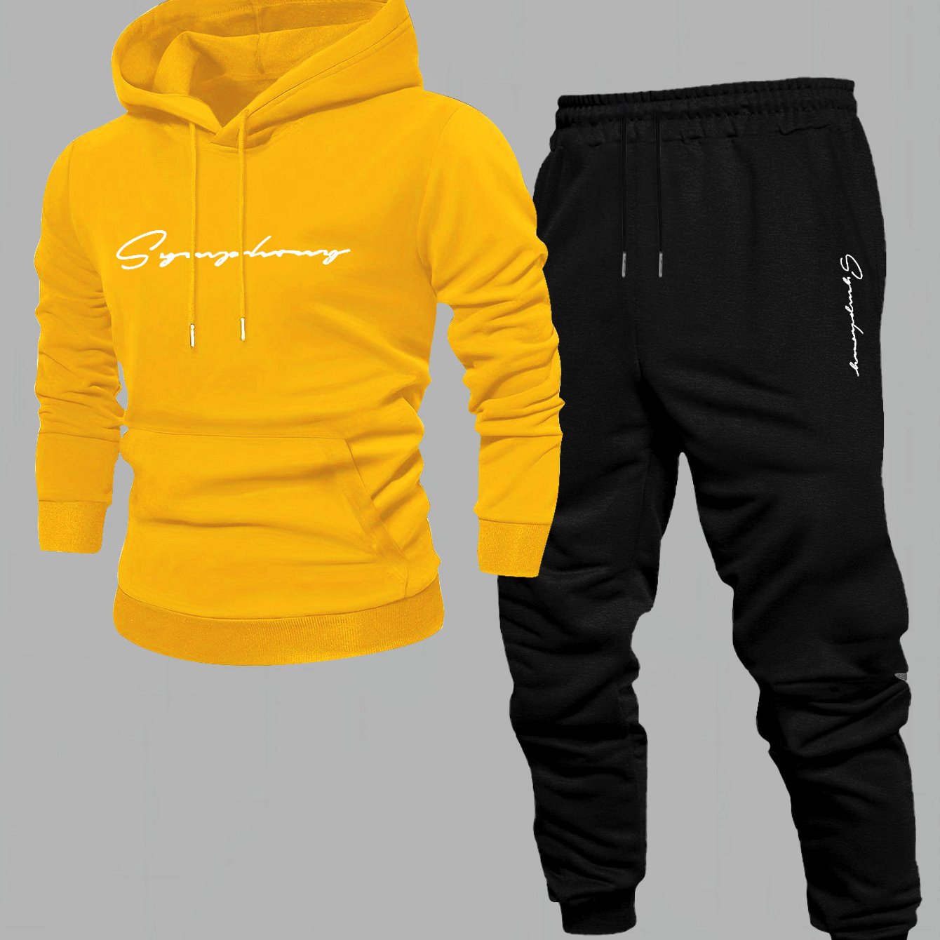 TEMU Conjunto de Sudadera con Capucha y Pantalones de Chándal con Estampado de para Hombre con Cintura Ajustable con Cordón, moderno, ideal para
