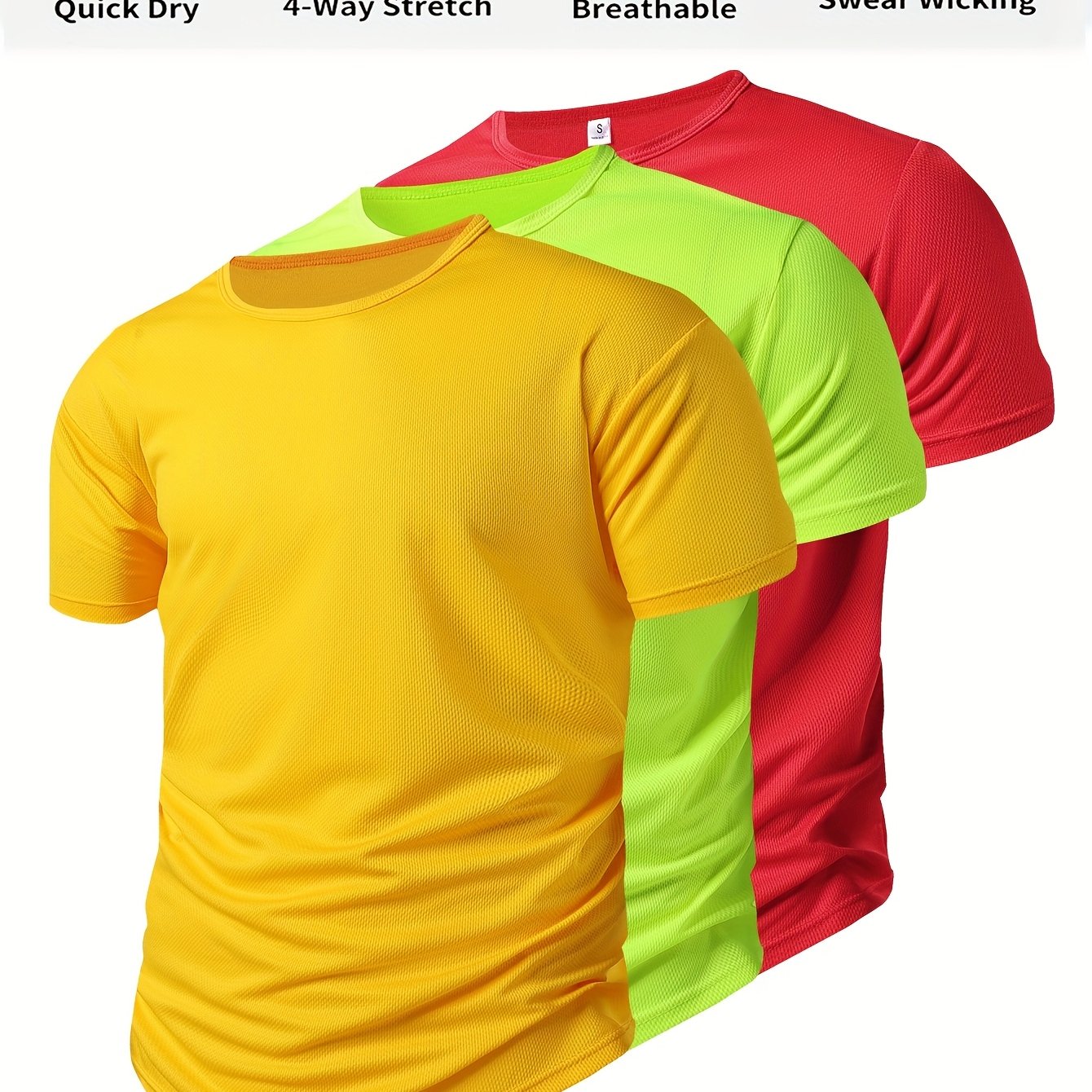 TEMU 3pcs Mixed Color Summer Men's Outdoor Sports Fitness Quick-dry Breathable Casual T-shirts