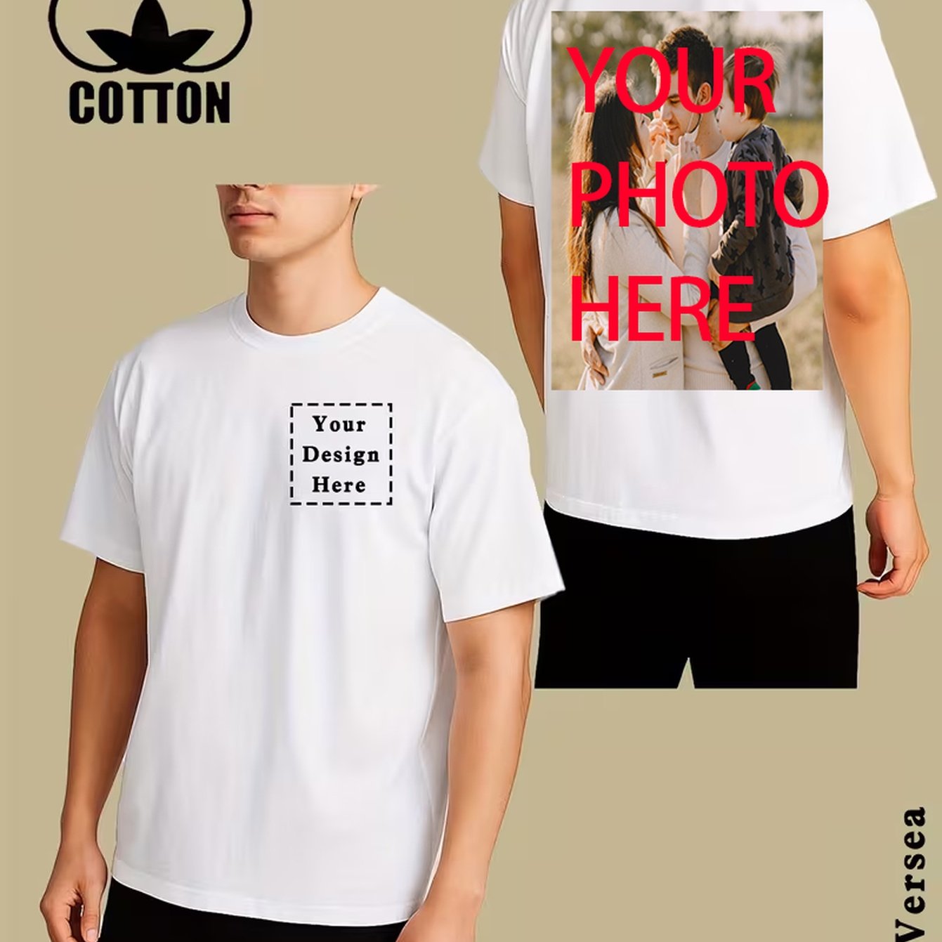 Image of Plus Size Men's Custom Front And Back Printed T-shirt - Personalized Photo/text/logo, Micro-stretch Tee Suitable For , , Birthdays, Plus Size - Custom Workwear And Orders, Hot Transfer Print