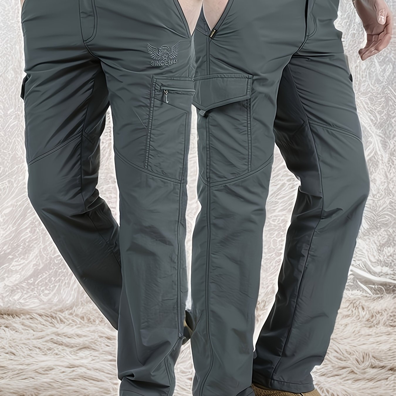TEMU メンズ 速乾パンツ 春夏秋用 アウトドア ワークパンツ 半伸縮 多ポケット 通気性良好 ロングパンツ 軽量 快適