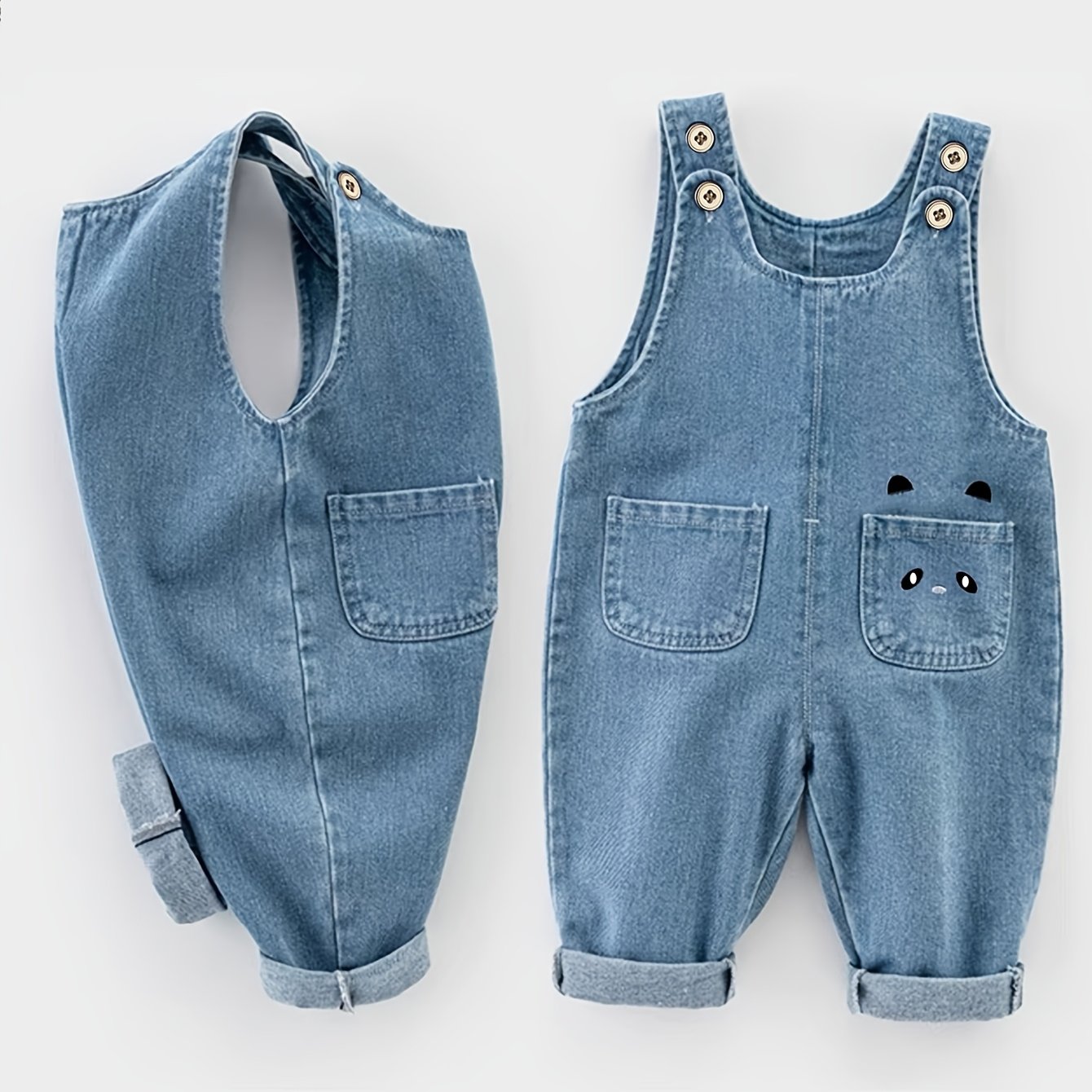 Image of Baby Overalls Spring/autumn Style, Stylish Denim Children's Set For Girls, Spring Boys' Denim Jeans, Children's Pants, Perfect For Outdoor