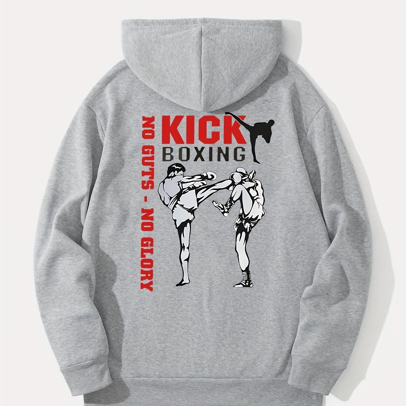 TEMU Men's Cozy Kickboxing Print Hoodie - Casual Long Sleeve Pullover With Kangaroo Pocket, Perfect For Fall & Winter, Versatile Top, Sweatshirt
