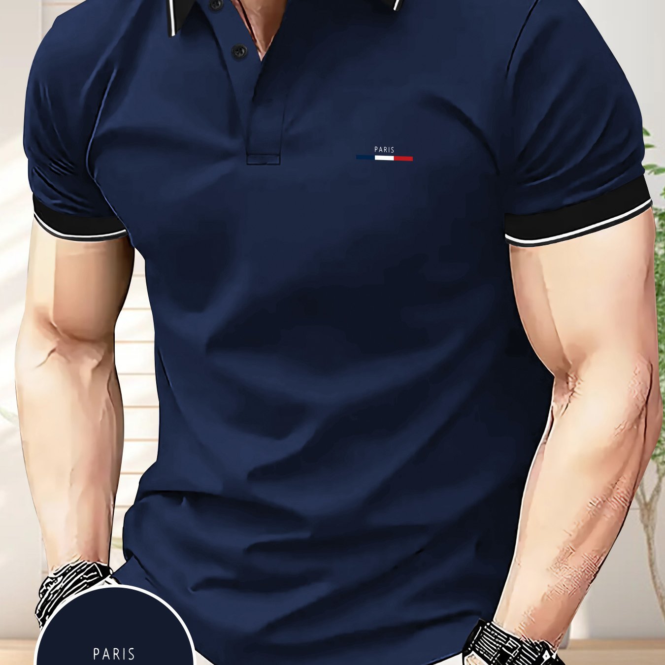 TEMU Summer Business Casual Outdoor Short Sleeve Trendy Men's Golf Shirt, Loose Fit Printed Top For Couples And Unisex Wearers