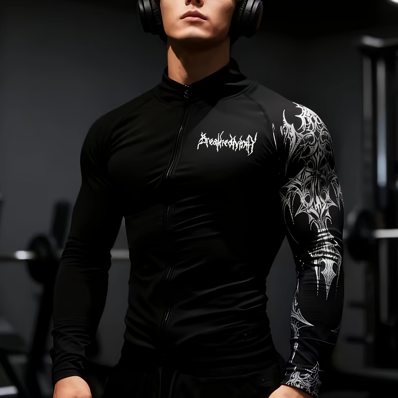 E-shop Atmungsaktive Herren Langarmjacke - Schnelltrocknendes, leichtes Design, Slim Fit, geeignet für Fitness, Basketball, Radfahren, Wandern und
