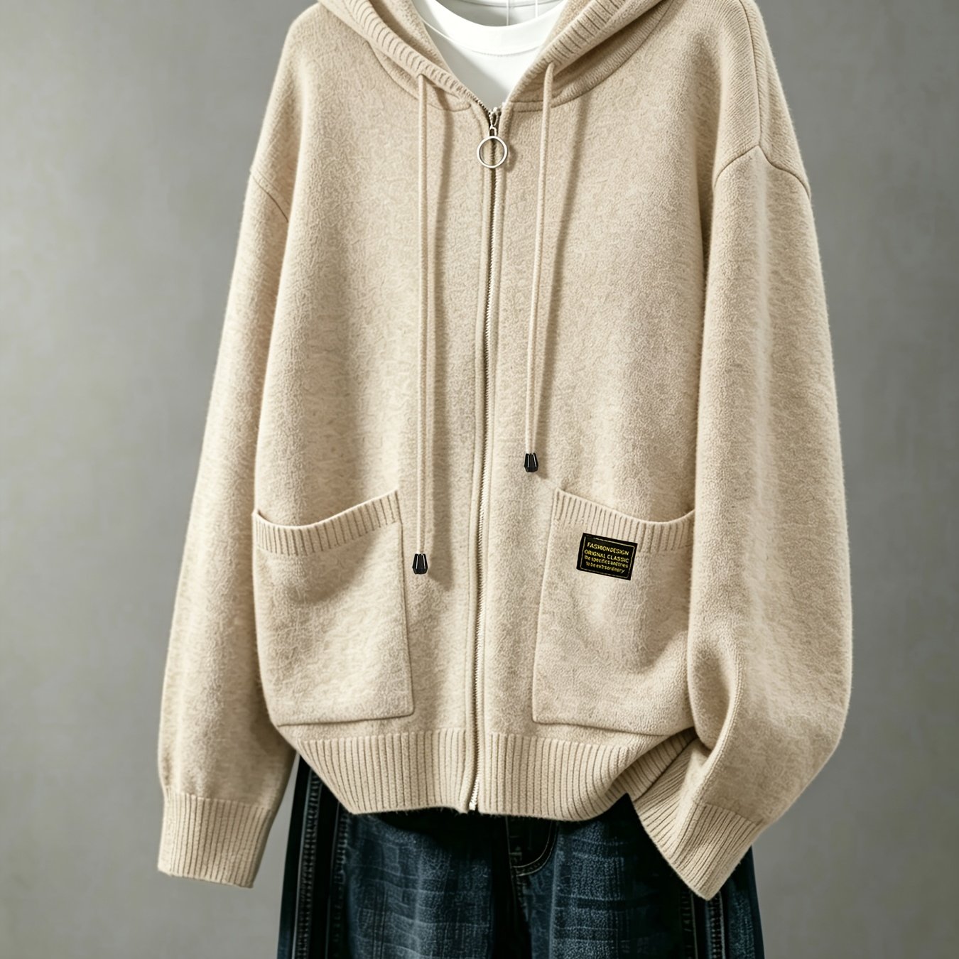TEMU Women's Cardigan, Spring/autumn Lazy Style Sweater Jacket, Loose Fit Outerwear Hooded Top