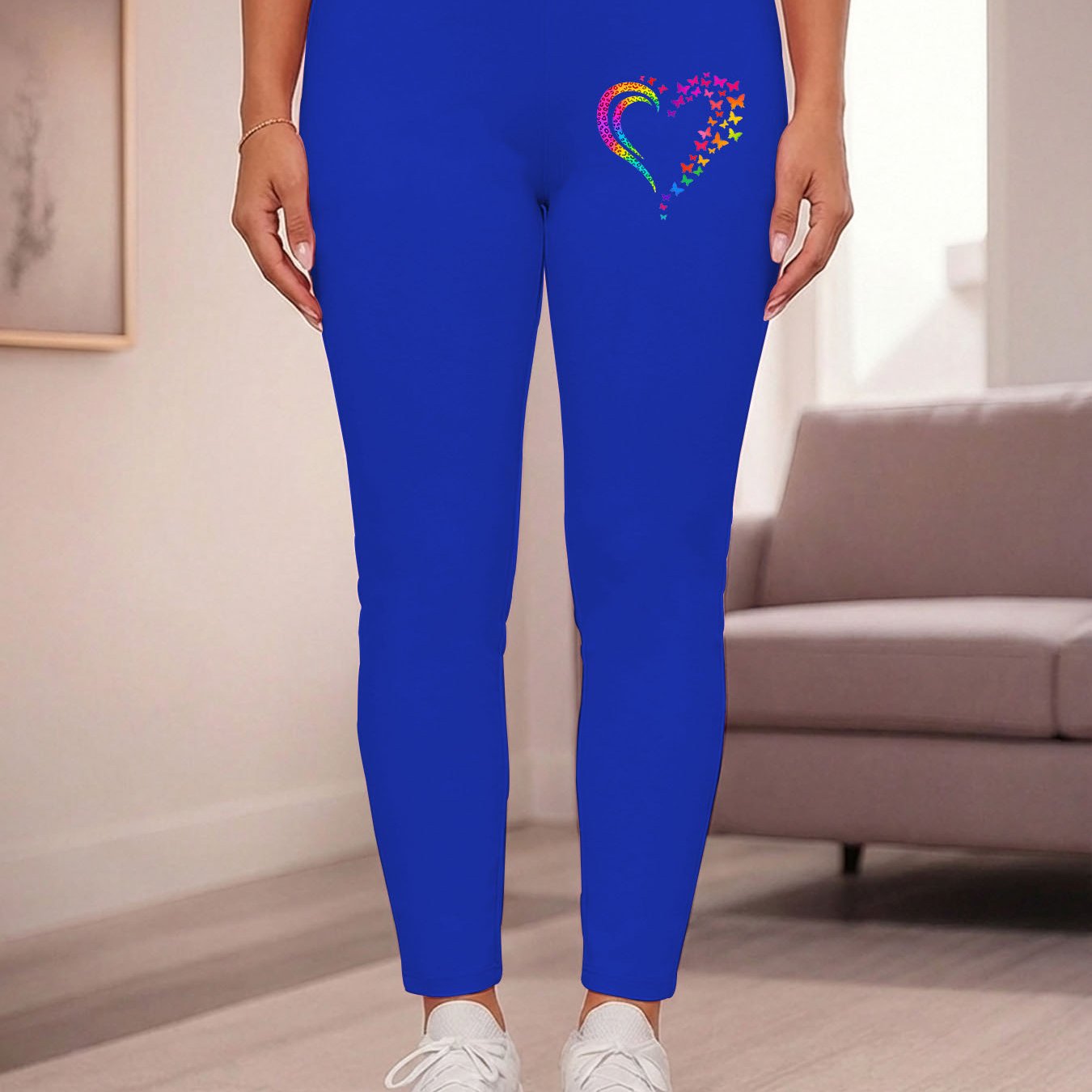 TEMU Colorful Heart Pants, Women's Slim-fit Skinny Pants, Plus Size Athletic Long Pants Ii X20_5