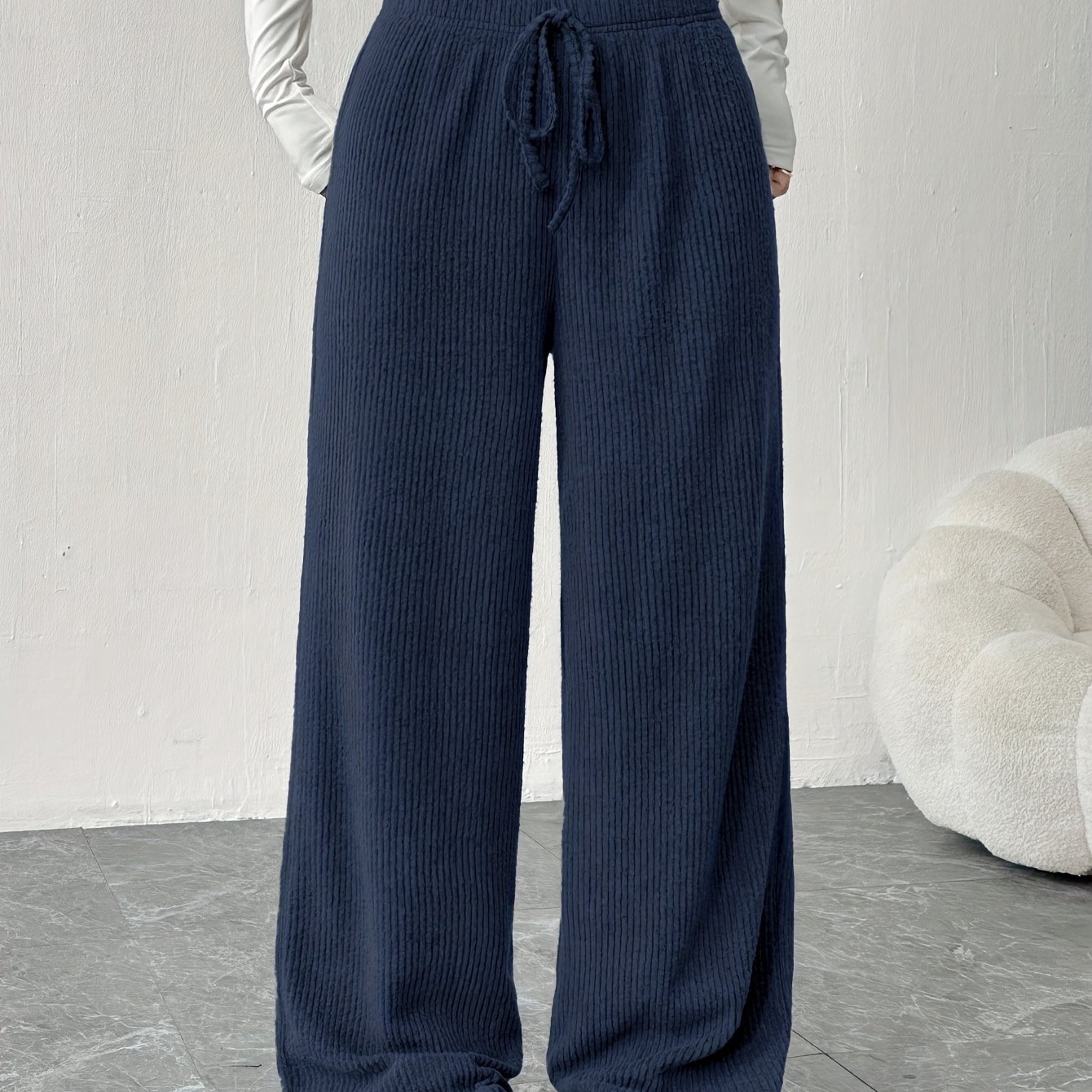 TEMU Pantalon Sport Décontracté Femme à Jambes Droites et Coupe Ample, Nouveau Modèle à Côtes Longues pour Course /Soir, Sortie, Maison, Idéal Toutes