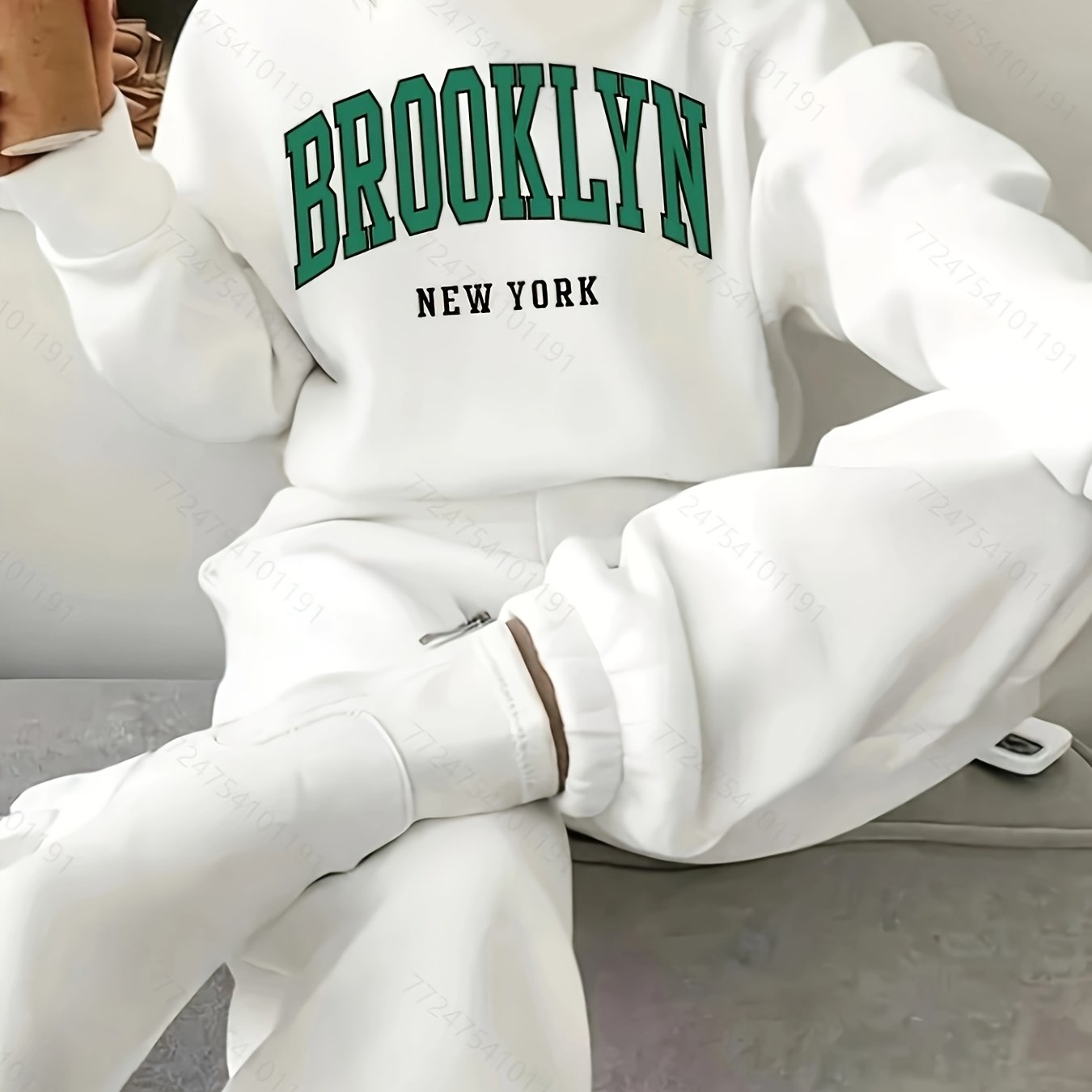 TEMU Women's Casual Hoodie And Sweatpants Set With Letter Print