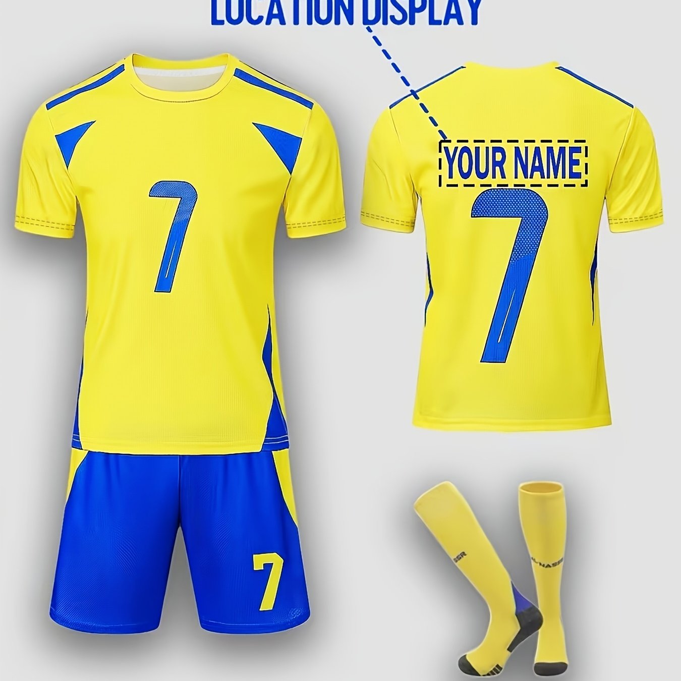 Image of Personalized Children's Soccer Shirt And Shorts Set - Quickdry, Dly Name Design, Suitable For Sports And Casual Wear, Sportswear, Outdoor Activities, , Quickdry Fabric, Breathable Materials
