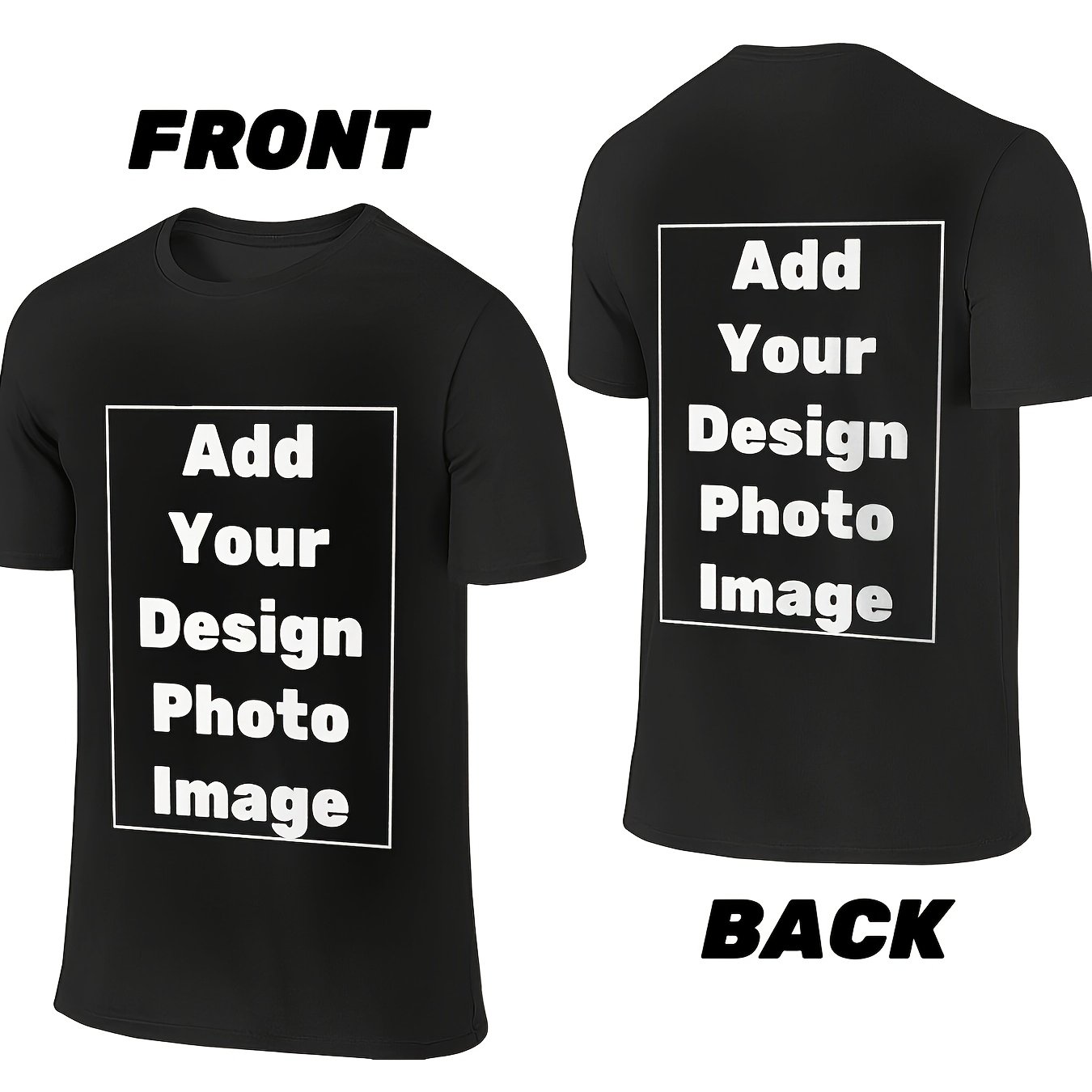 TEMU Custom T-shirt Personalized Double Sided Print Tee Pure Cotton Tshirt - Add Your Image - Men Women Adult Unisex Size - Solid Crew Neck Short