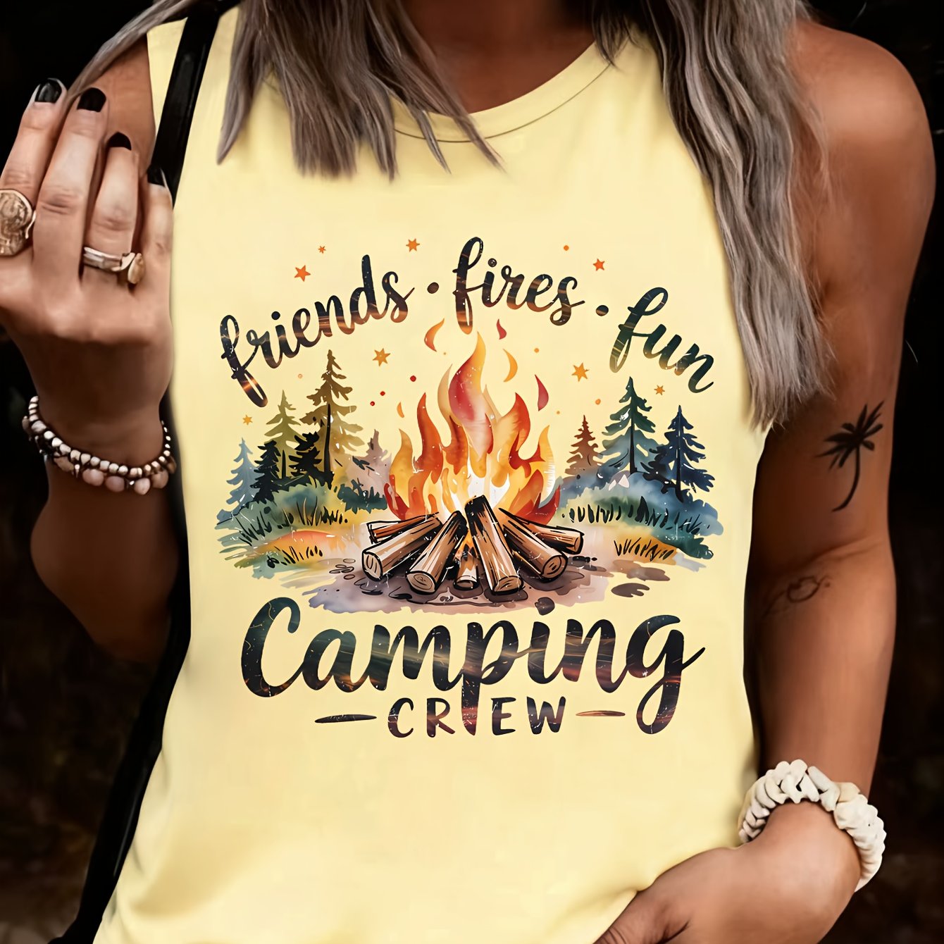 TEMU Débardeur 1 pièce avec imprimé camping amusant du Friends, Débardeur de camping , Débardeur pour de la nature, Débardeur pour les amateurs de