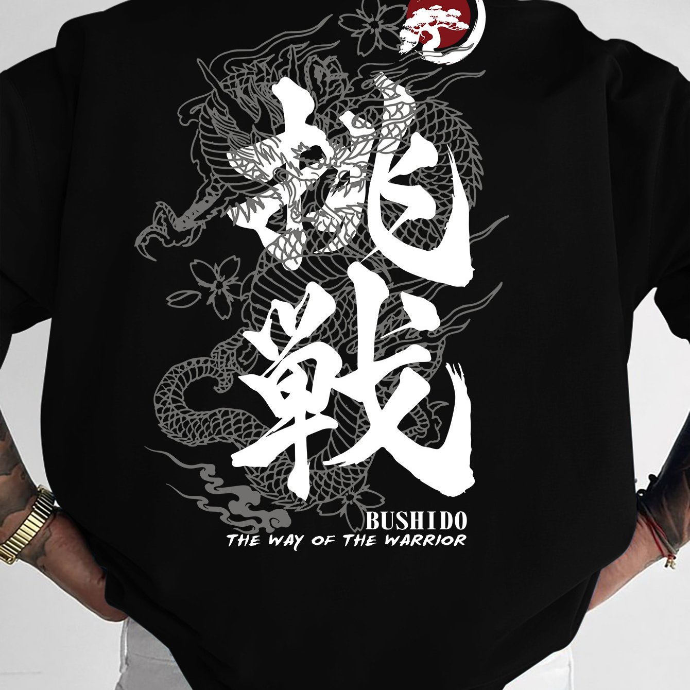 TEMU Men' Style Short Sleeve T-shirt, Dragon Print Element Casual , Plus Size