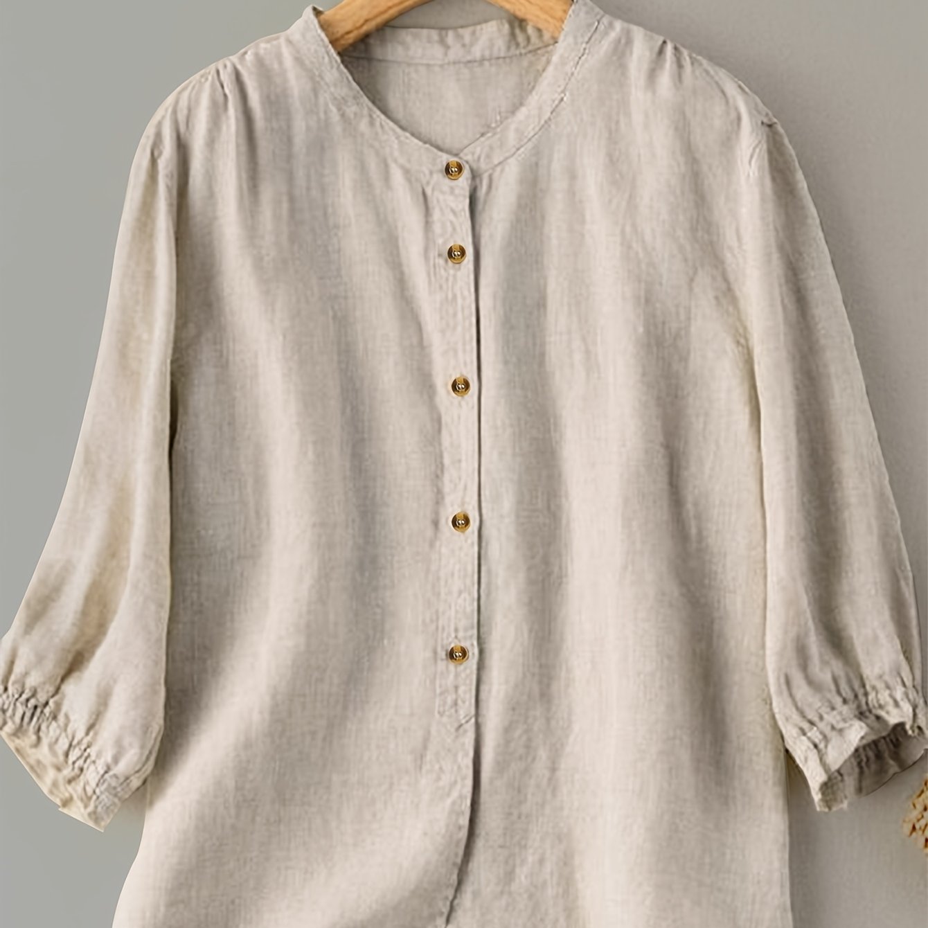 Loose Round Neck Cardigan With Front Buttons And Sleeves