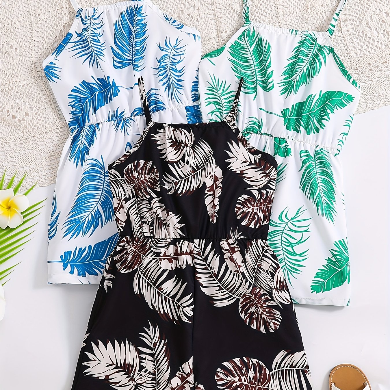 Image of Girls' Clothing Jumpsuit 3pcs Set New Coconut Adjustable Strappy Overalls, Versatile Strappy Pants, Suitable For Back-to-school, Graduation, Prom, Party, Gathering Outfits, For Outdoor