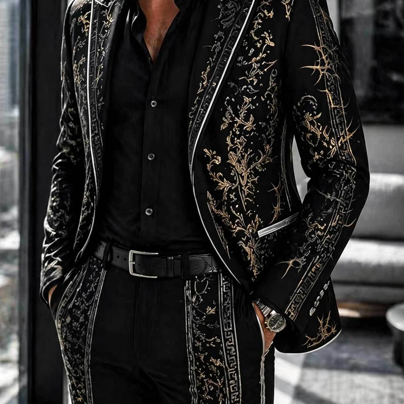 Mens Casual Single-button Suit Set Suitable For Regular Fit Ideal For Casual And Semi-formal Occasions Stylish For Everyday Streetwear Suit Perfect For Fashion.