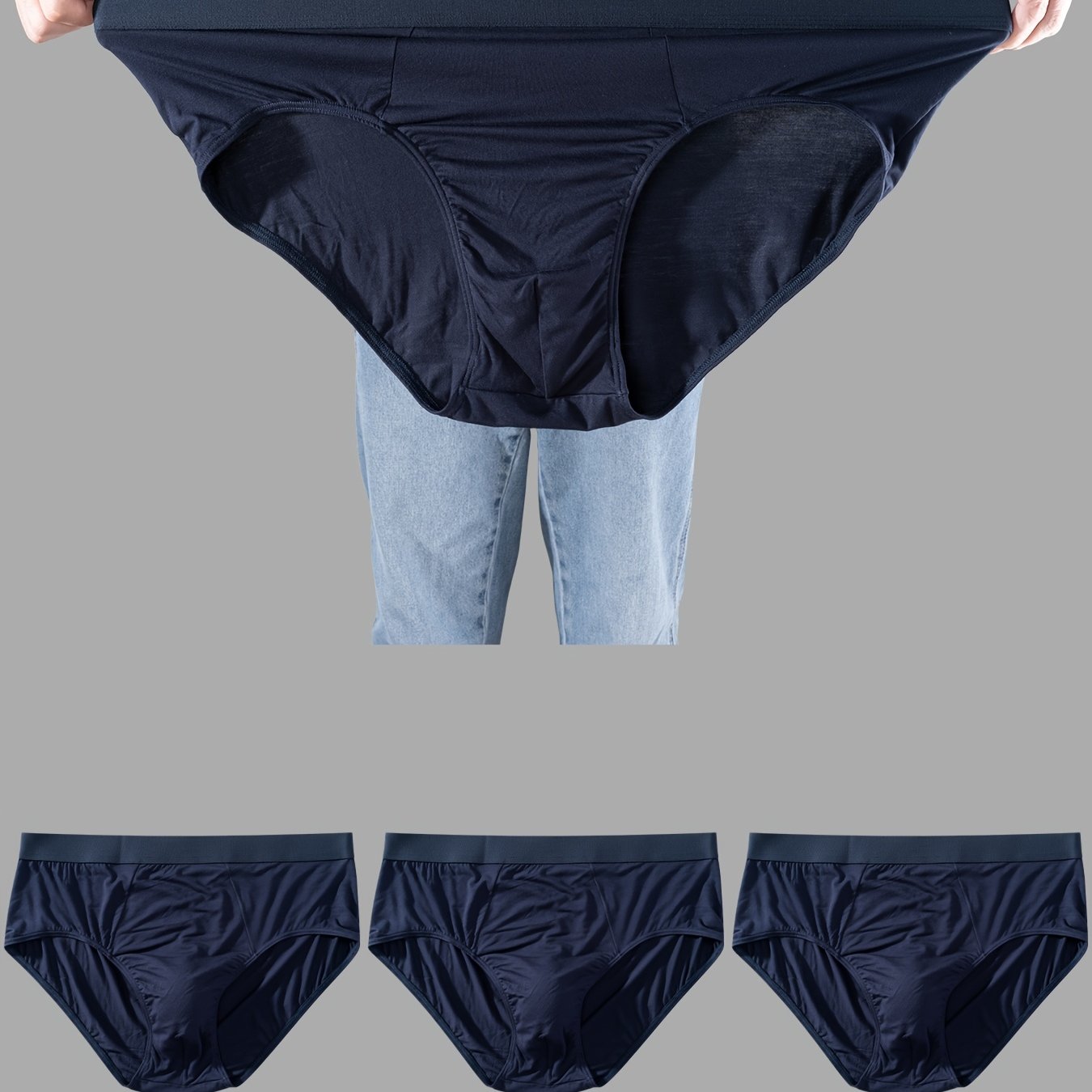 TEMU 4pcs Plus Size High-waist Lengthening Height-increasing Fat-increasing Large Modal Soft Men's Plus Size Briefs