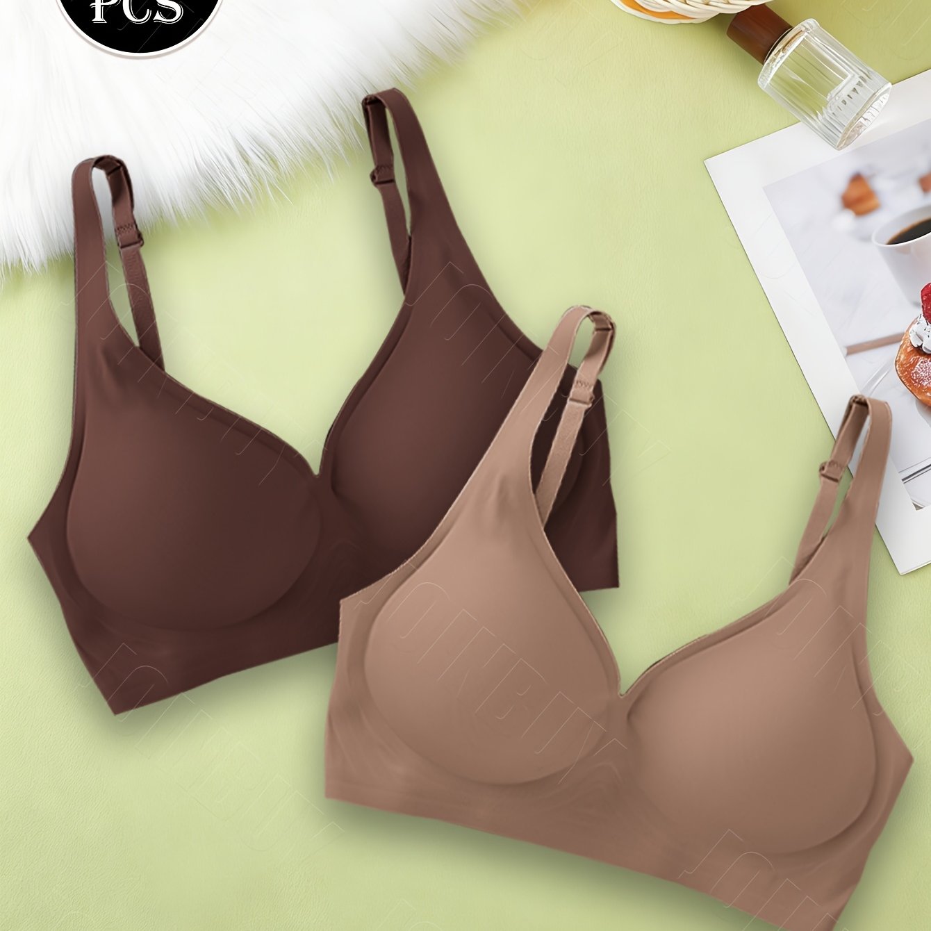TEMU JOINBUY Ensemble de 2 soutiens-gorge décontractés couture en gelée pour femmes, soutien-gorge de sport fil, sous-vêtement de sport respirant