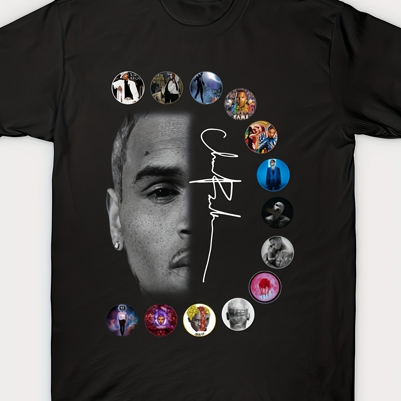 TEMU Heavyweight 200g Pure Short Sleeve Crew Neck Tee Featuring Logo Graphic Print, Casual Wear And Outdoor Events, Available In Black For Xx Brown