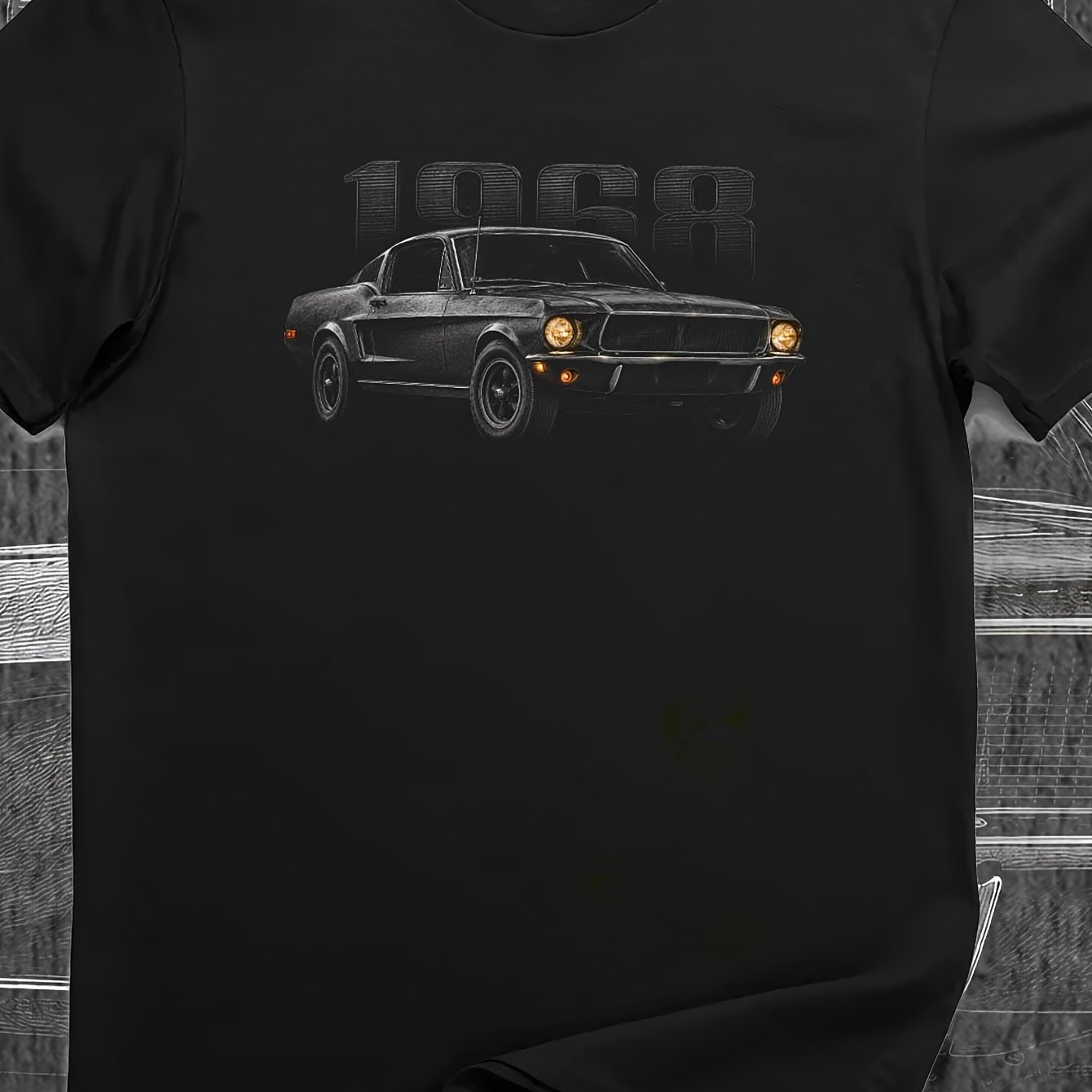 Fastback 1968 Muscle Car Tee Biker Tee 390 V8 Retro Coupe Street Legend Top Travelers 180g Crew Neck Short Sleeve Regular Fit