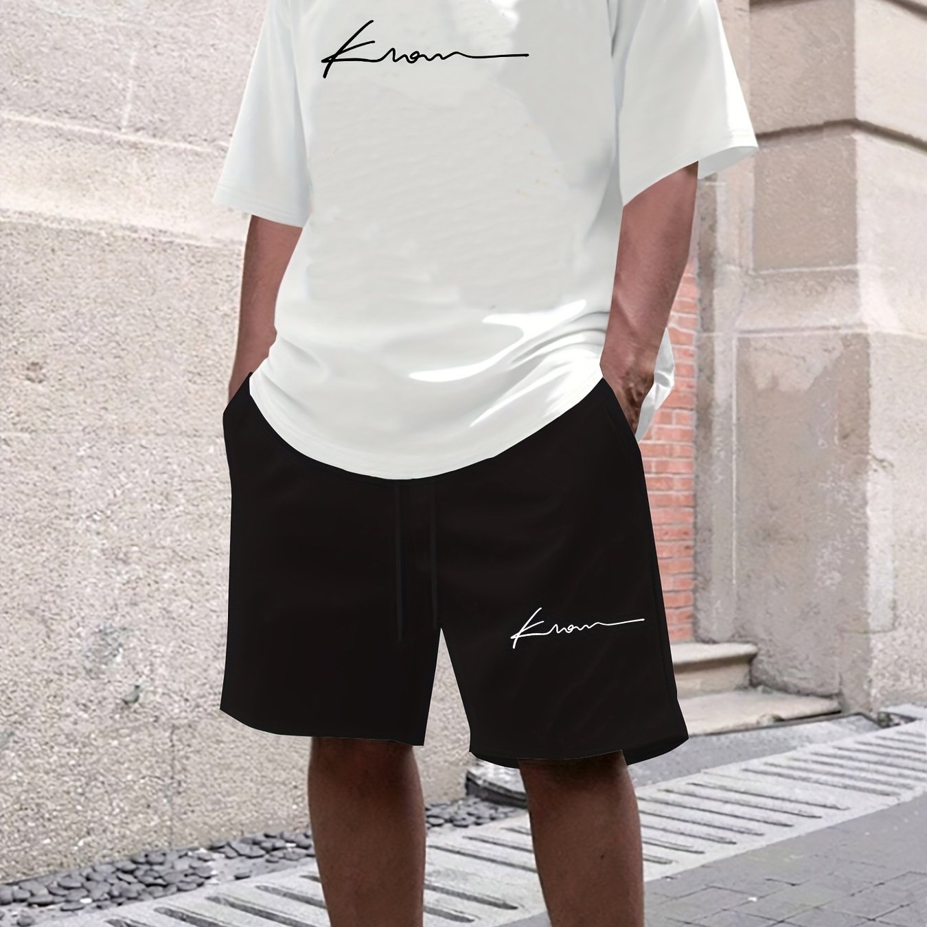 TEMU Men's Short-sleeve T-shirt And Shorts Set For Home, Office, Outdoor Sports, Fitness, And Dating - A Versatile And Multi-functional Outfit