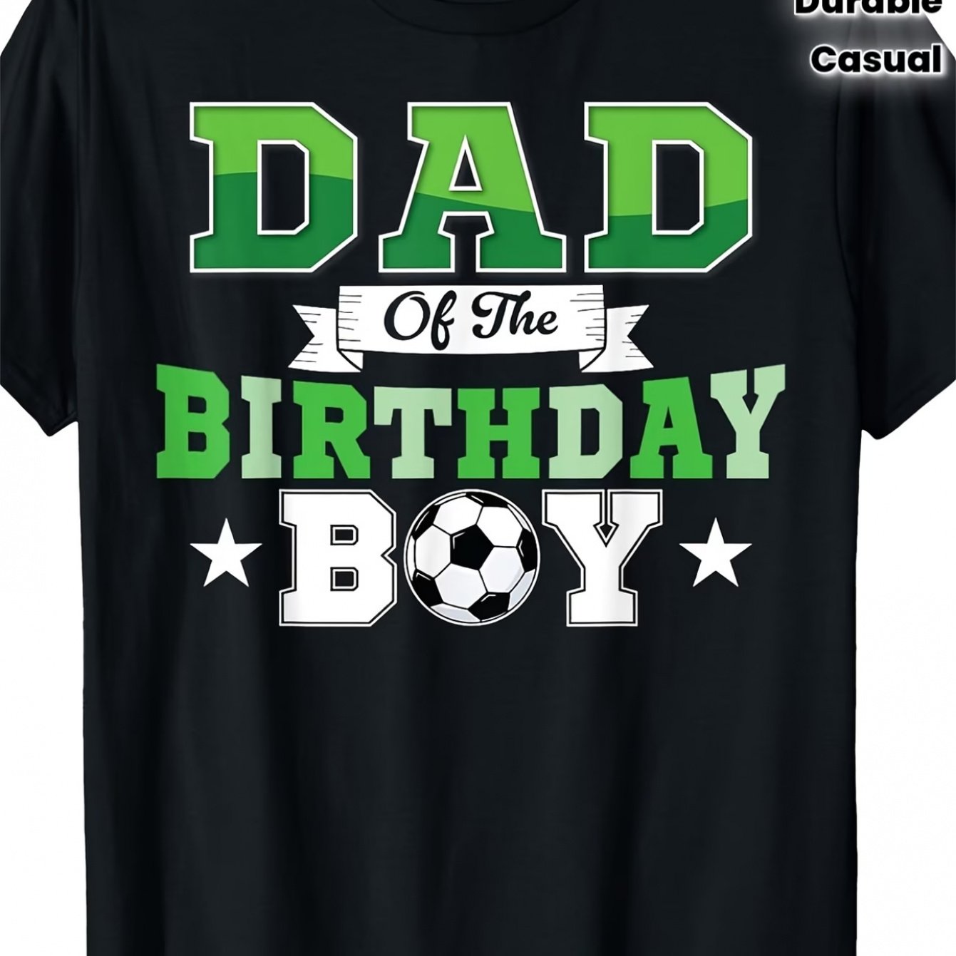 TEMU Men's Pattern Dad T-shirt For Father's Day Birthday Party Outfit, Durable Print Round Neck Top, Machine Washable Soccer Fan Gift, , Casual Shirt
