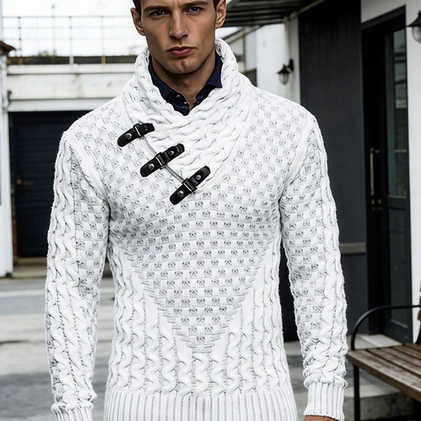 TEMU European And American Men's High Neck Turtleneck Pullover Sweater With , Autumn/winter Men's Fashion Casual Ted Sweater