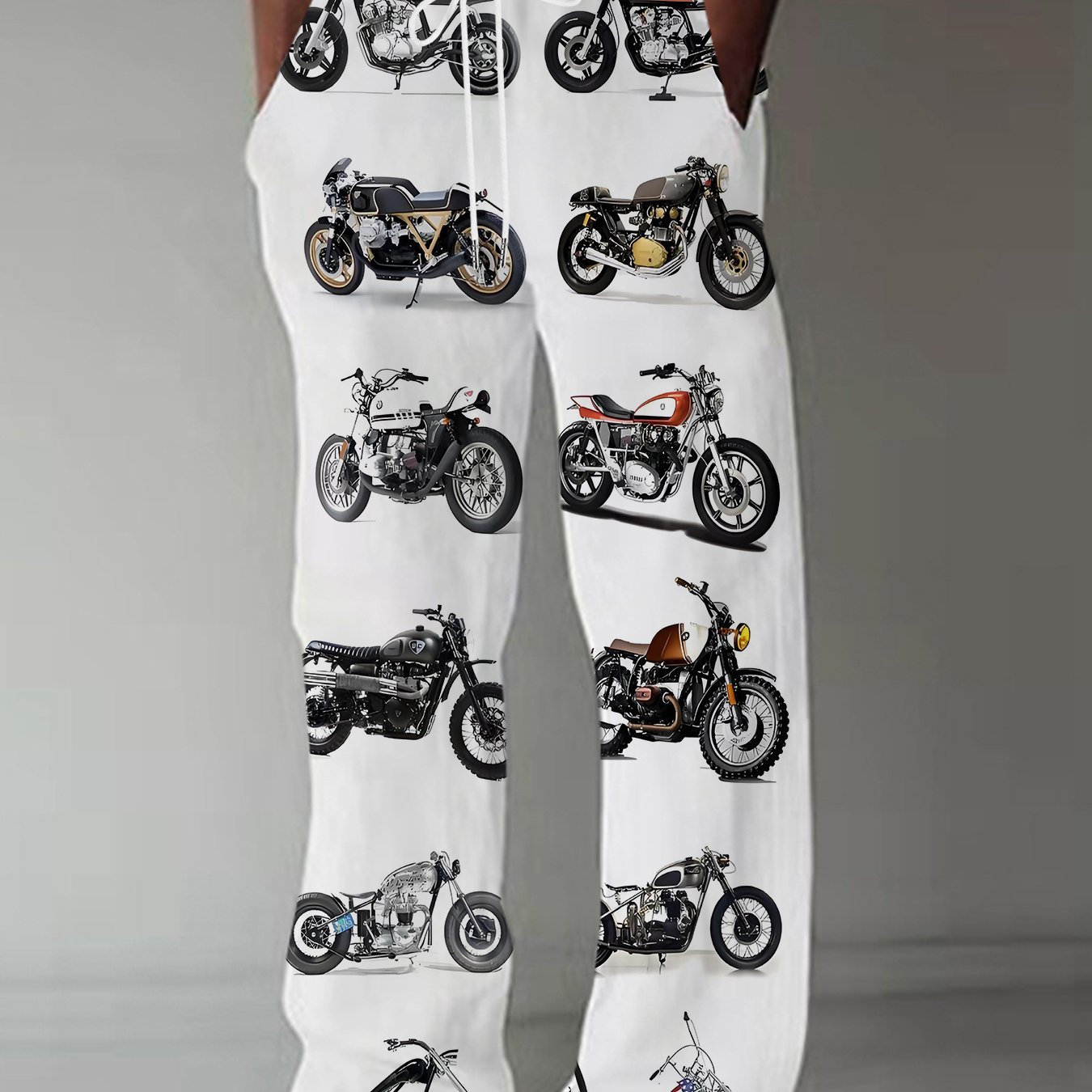 E-shop Herren-Casual-Straight-Leg-Hose mit Motorrad-Druck - Lockere Passform, -Grafik-Design, Leicht und Dehnbar, Herbst- und Winter-Stil,