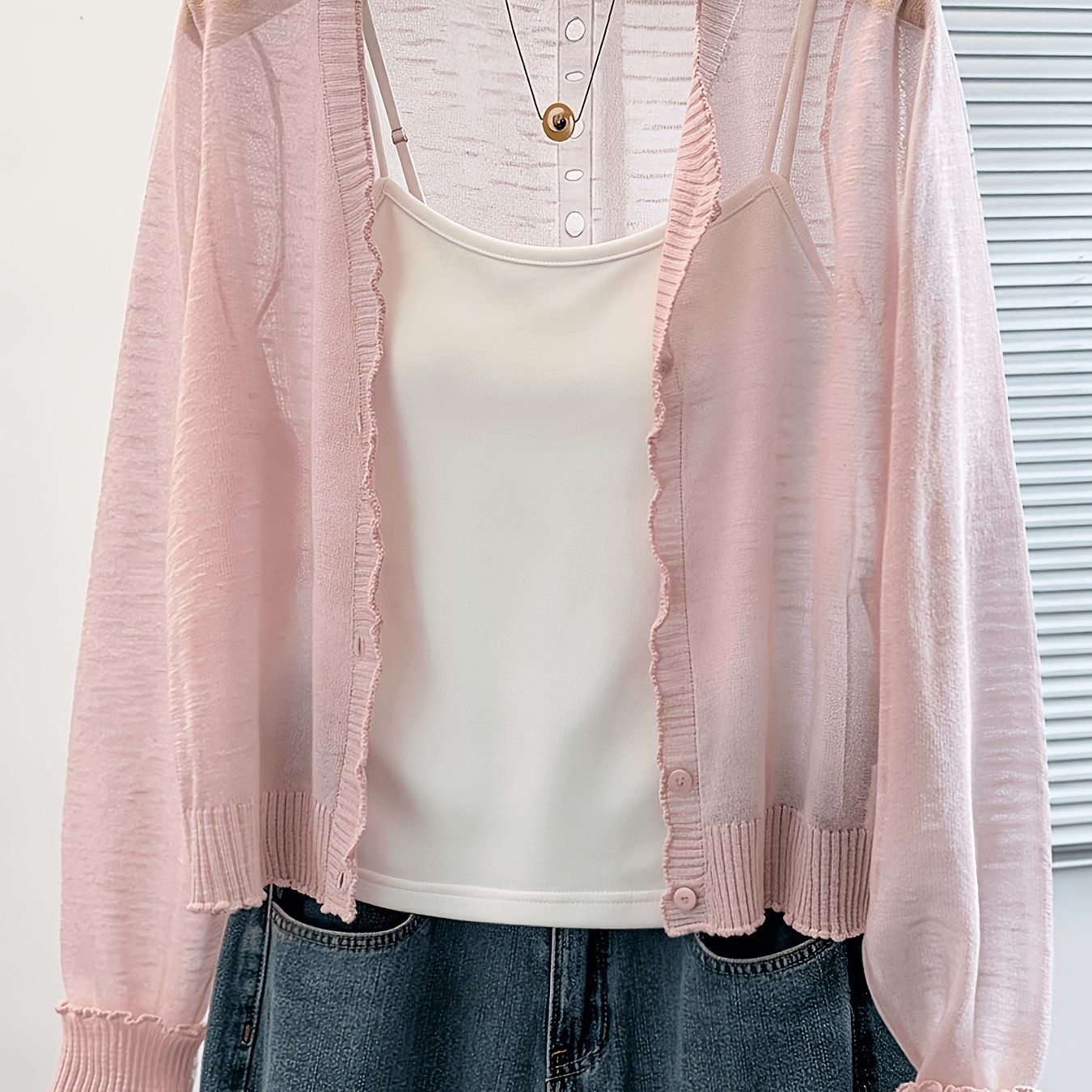 TEMU Thin Long-sleeve Cardigan, Spring/summer Short Air-conditioning Sweater, Lightweight And Sheer Open Front Cardigan, Refreshing And Stylish Shawl