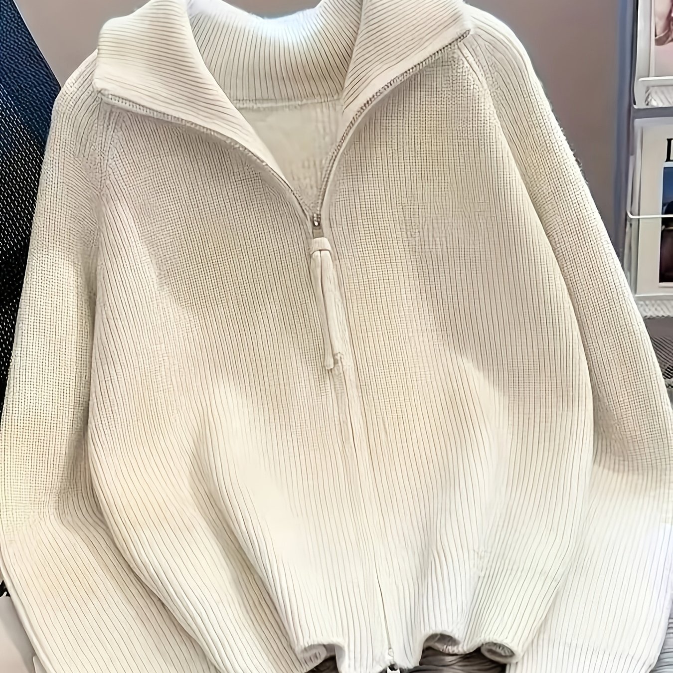 TEMU Cardigan pour femme, automne/hiver, style , à fermeture éclair, ouverture sur le devant, col, manches longues, convient pour les , les tenues