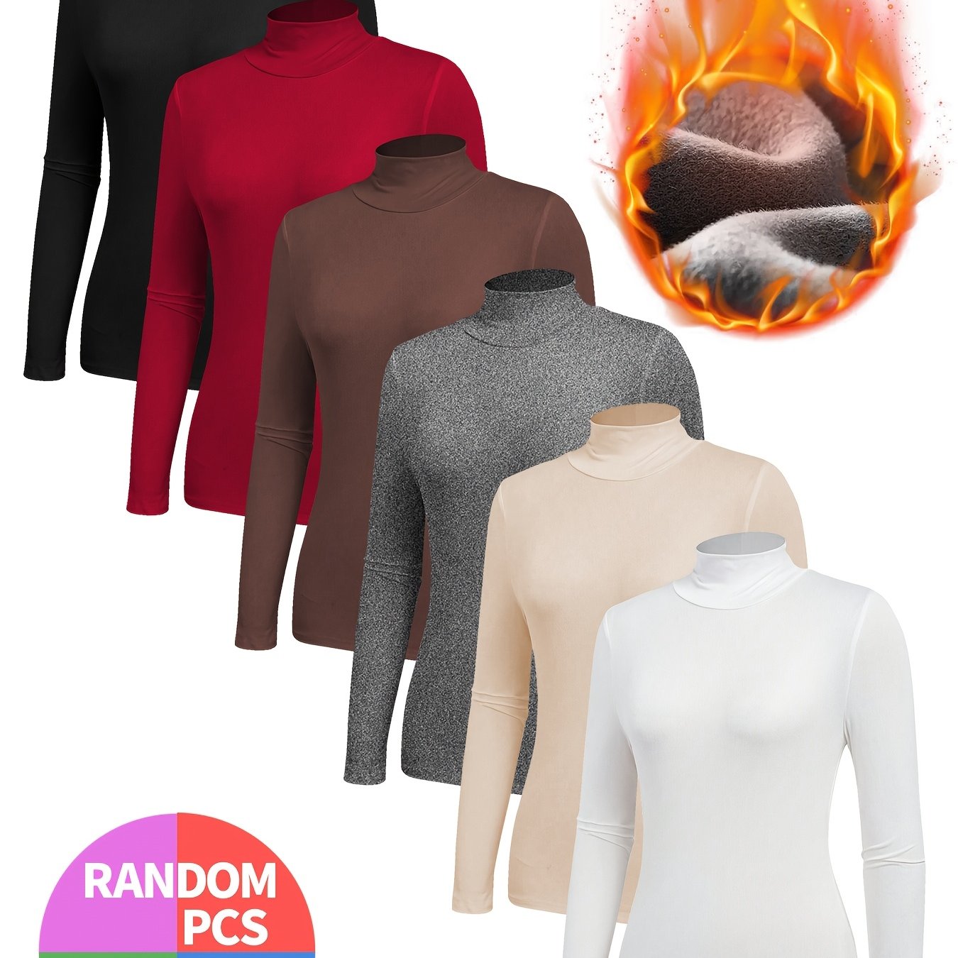 TEMU 3pcs Random Plus Size High Neck Base Shirt Women's Inner Wear Autumn And Winter Inner Wear Fit Warm Top Outerwear