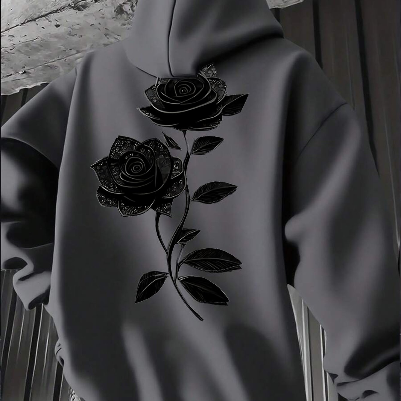 TEMU Men's Casual Hooded Sweatshirt - European And American Y2k Gothic Style Men's Hooded Sweatshirt With Pocket, Hooded Sweatshirt With