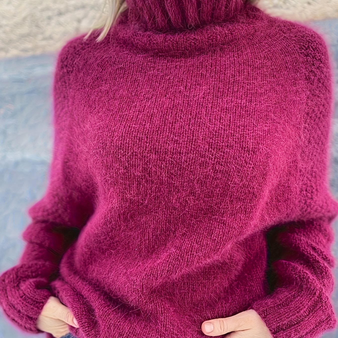 2025 Autumn Winter New Women's Elegant Special Solid Color High Neck Long Sleeve Top Pullover