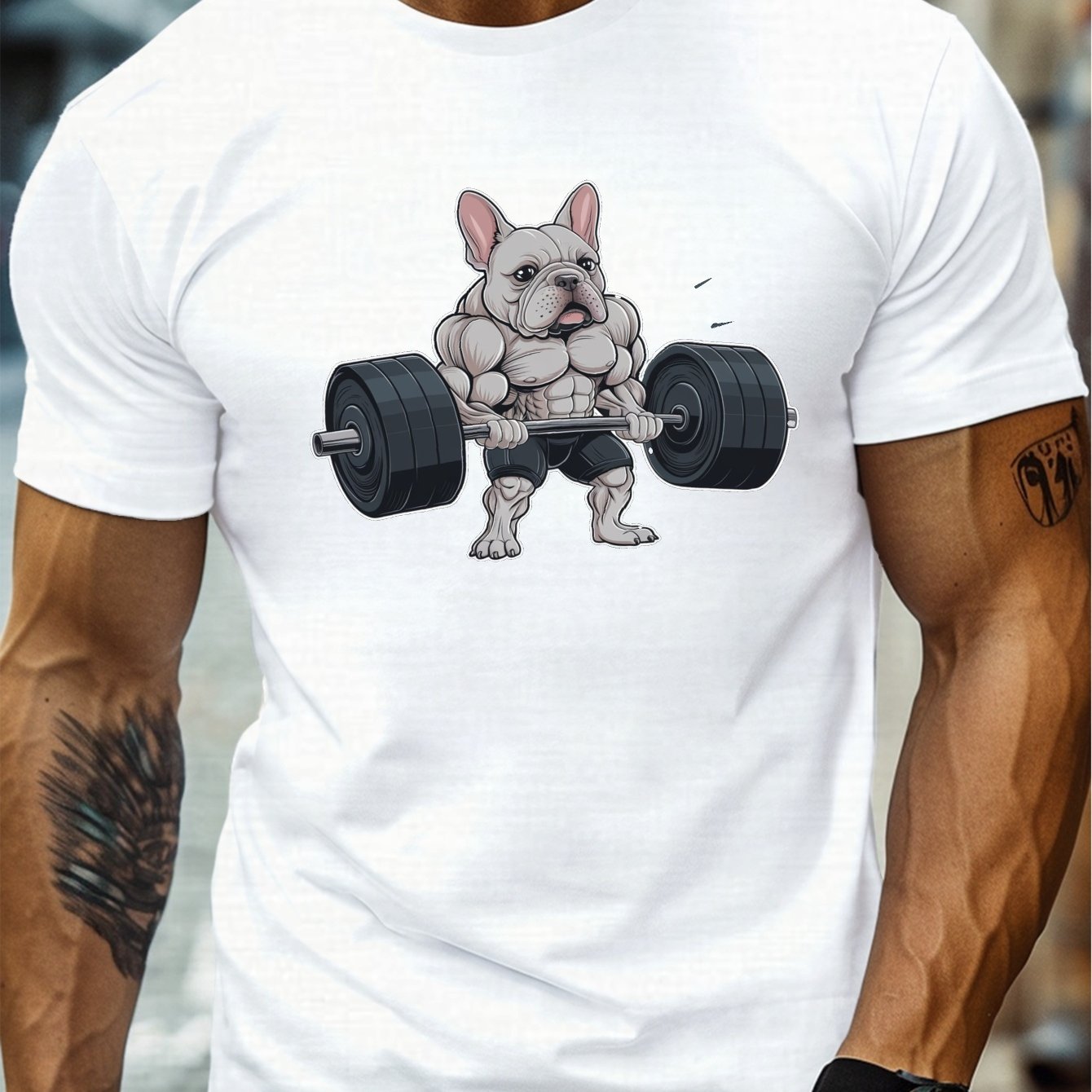 남성용 근육질 프렌치 불독 만화 티셔츠 캐주얼 크루 넥 반팔 여름용 가벼우면서 편안한 men's clothi - Temu  Republic of Korea, image size:1340x1340