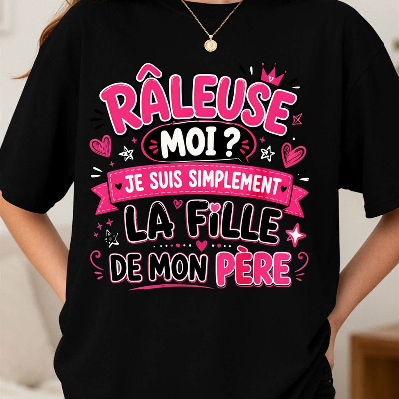 TEMU T-shirt décontracté pour femme, 1 pièce, de , T-shirt à imprimé Graffiti Couronne Rose French Dadds, vêtement décontracté