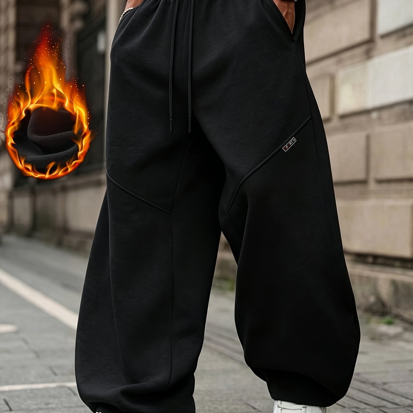 TEMU Pantalones largos deportivos casuales de otoño e invierno para hombre, joggers con cordón elástico en la cintura, pantalones casuales rectos