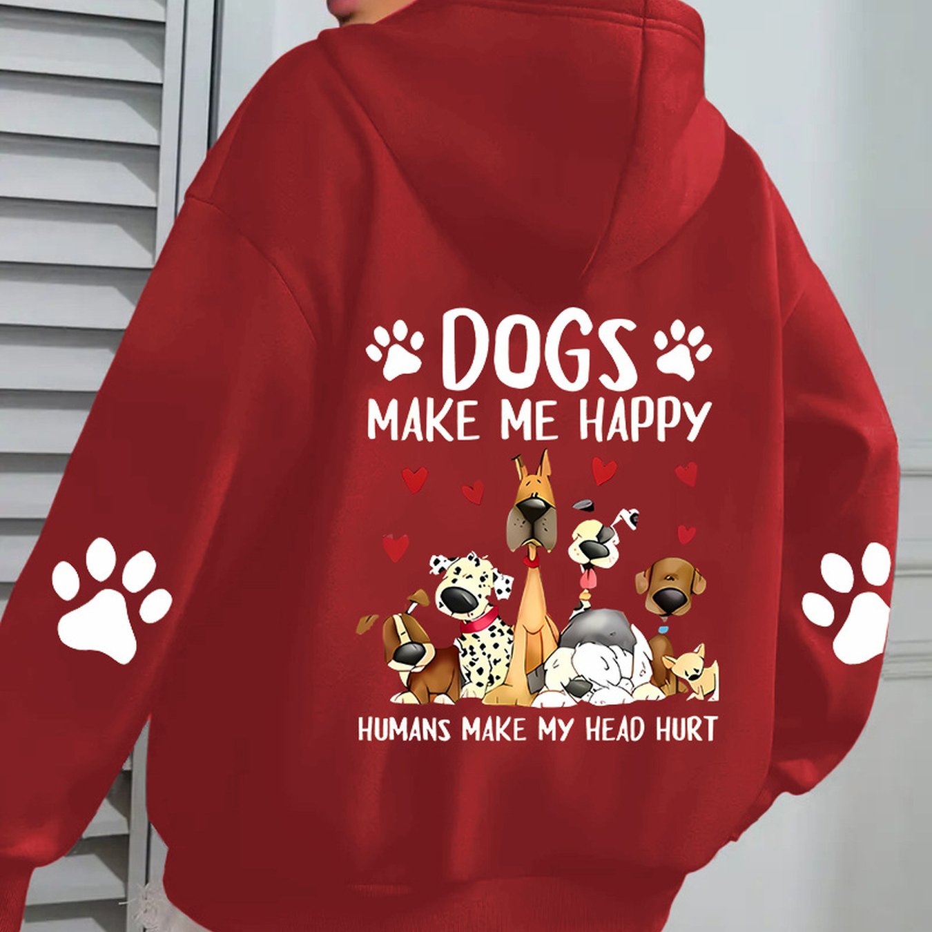 TEMU Women's Hooded Sweatshirt For Spring And Autumn Made Of 100%, Featuring A Cute Dog Heart Letter Print Design, Perfect As A Festive Gift. This