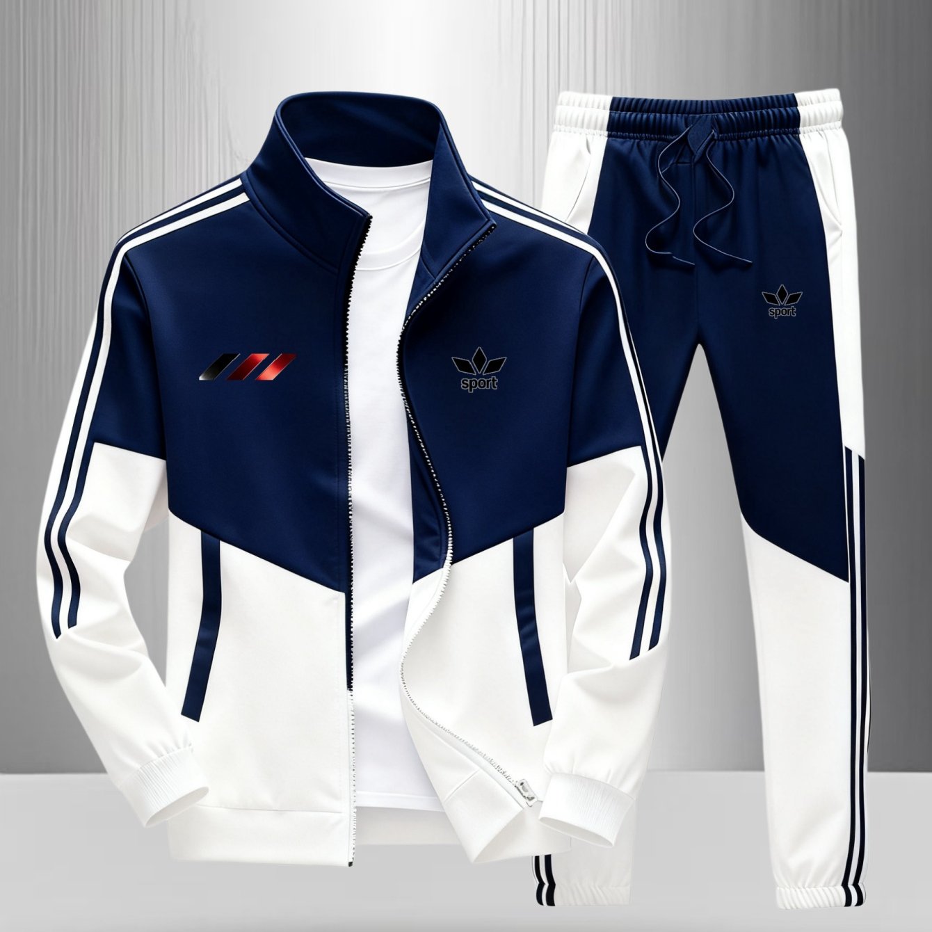 Image of 2pcs Set: Men's Casual Sportswear - Long-sleeve Jacket + Drawstring Pants (multiple Colors )