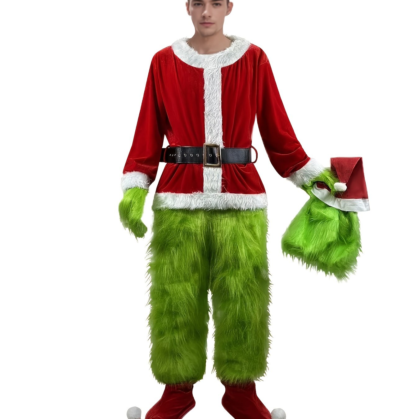Green Long-haired Monster Christmas Outfit
