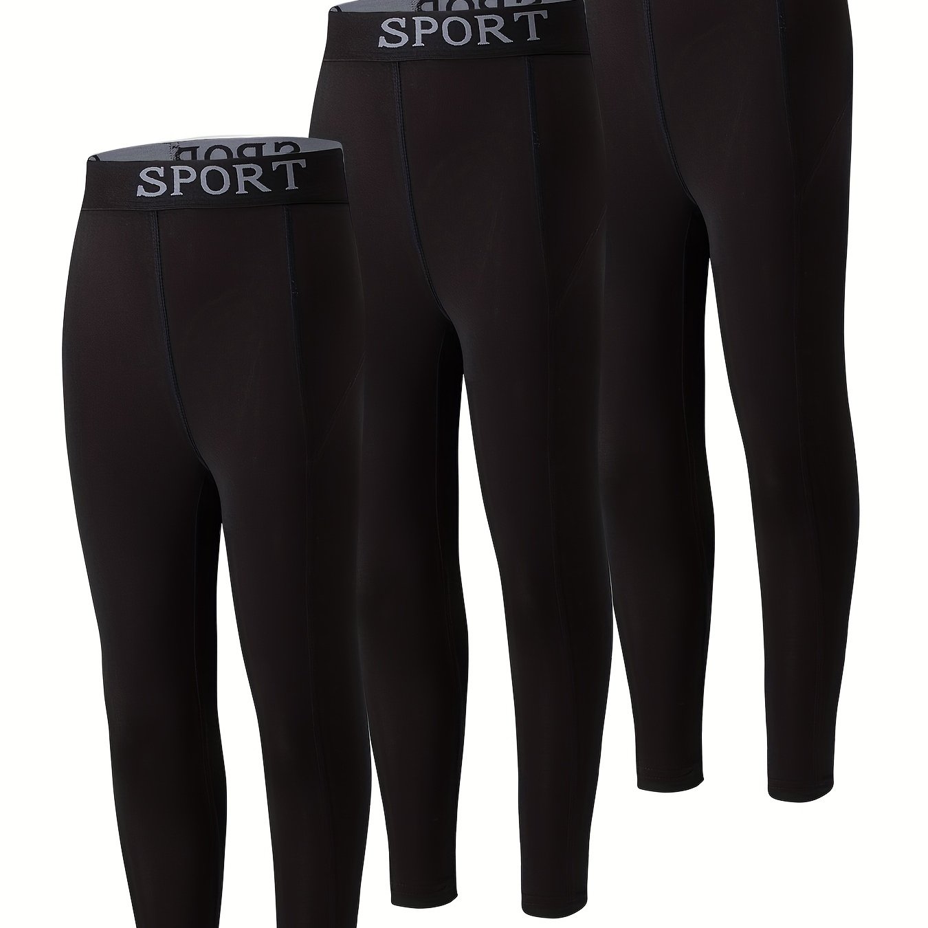 Image of Set Of ' High-elastic Fitted Leggings Suitable For Spring And Autumn, Designed For Older Children Aged 4-13, Perfect For Fitness, Yoga, And Casual Wear, Featuring A Sport Print And Elastic Waistband